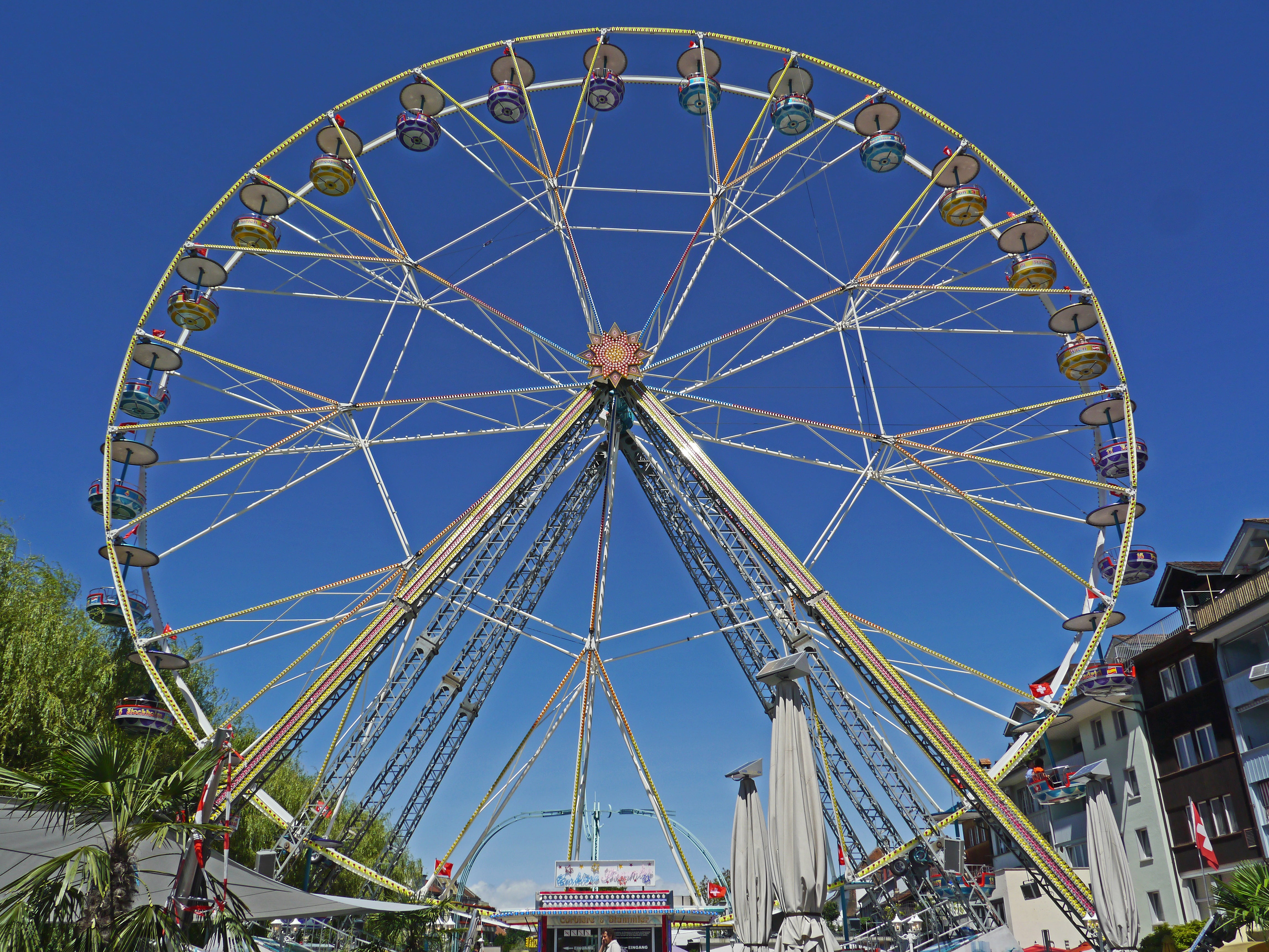 city, amusement park, nature, architecture, outdoors, year market, built structure, downtown, day, travel destinations, clear sky, no people, spoke, traveling carnival, HD Wallpaper