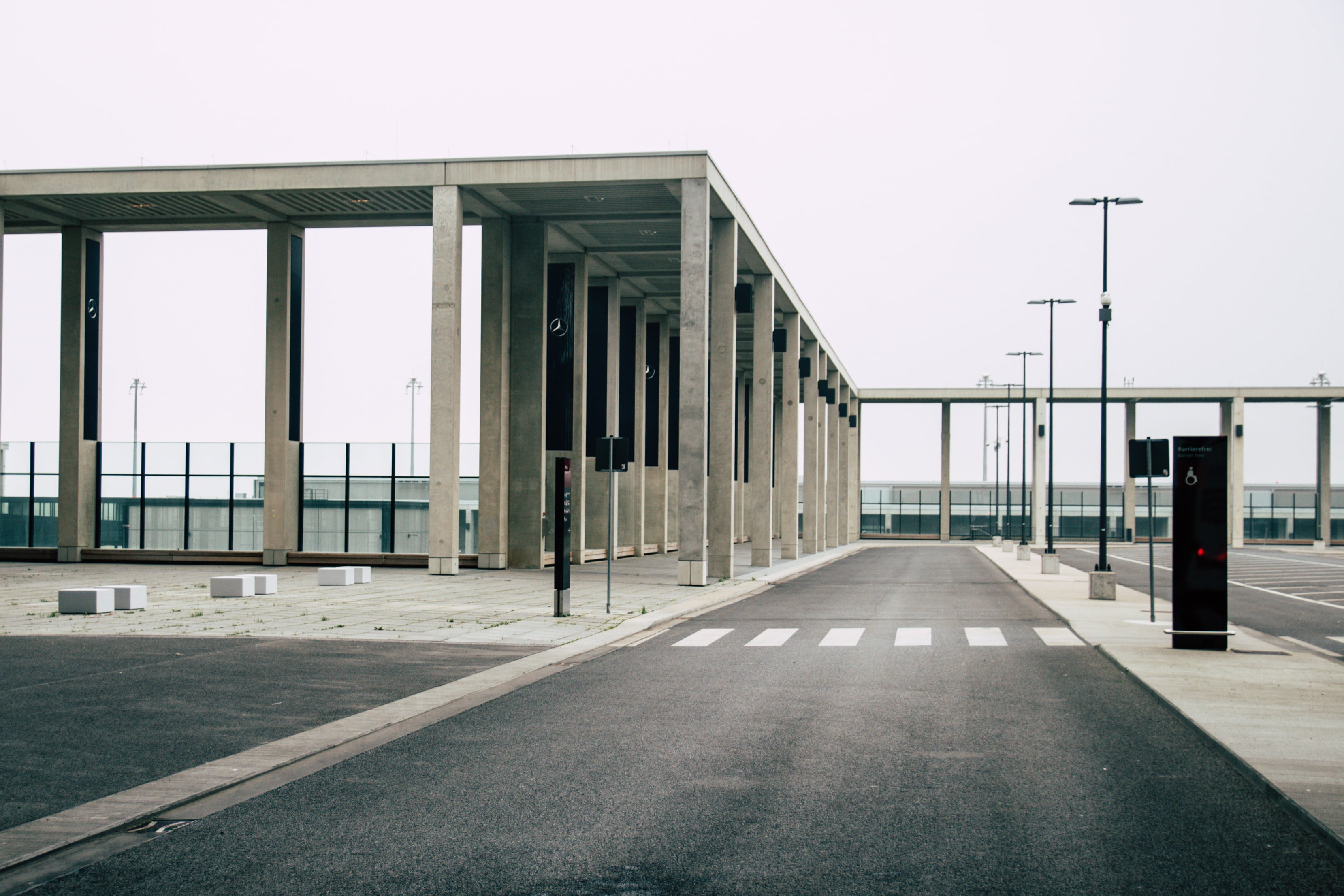 lane, absence, empty, diminishing perspective, building, outdoors, pavement, street light, architecture, 2K, pedestrial, prison, nature, airport about, HD Wallpaper
