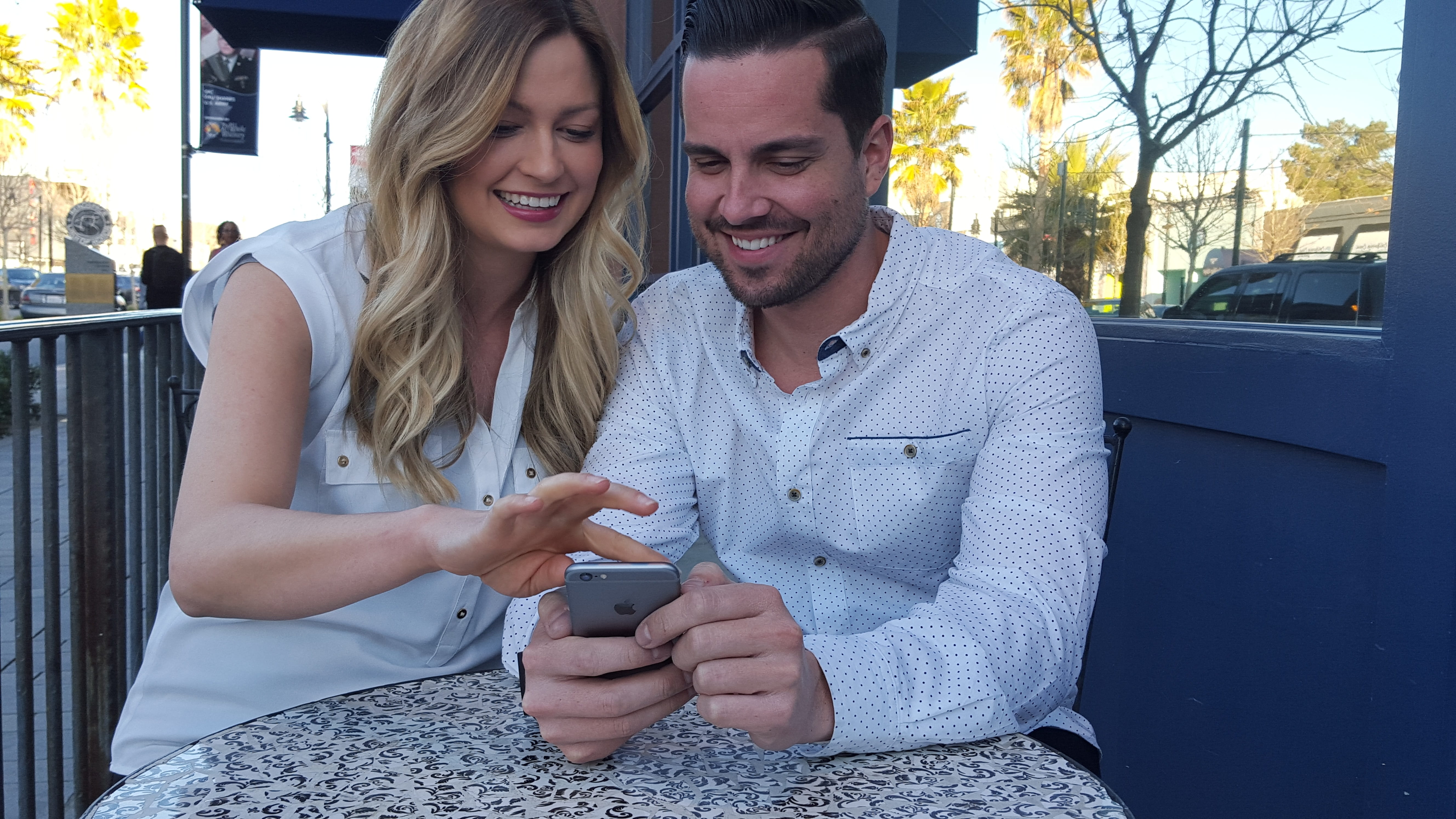 smiling, together, women, mobile phone, shopping, female, couple, couple - relationship, technology, woman, man, using, togetherness, positive emotion, HD Wallpaper