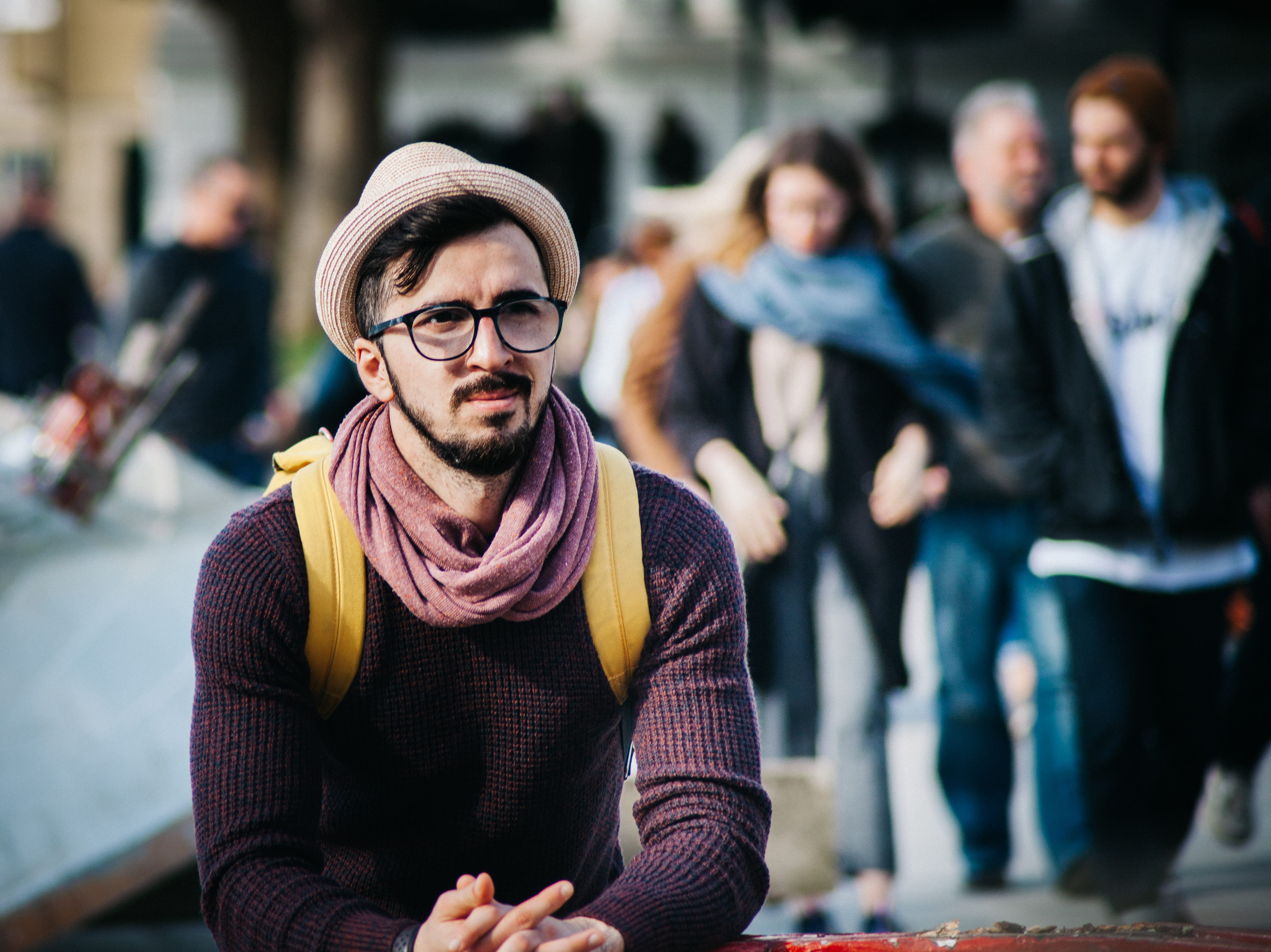 looking, eyeglasses, couple, street, glasses, 5K, hipster - person, walking, young men, daytime, looking at camera, wear, portrait, facial hair, travel, HD Wallpaper