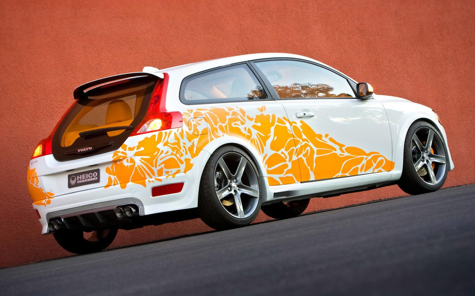 white, orange, volvo, heico sportiv, 1920x1200, volvo s80, sportiv, door, cars, 1080P, hatchback, heico, s, HD Wallpaper