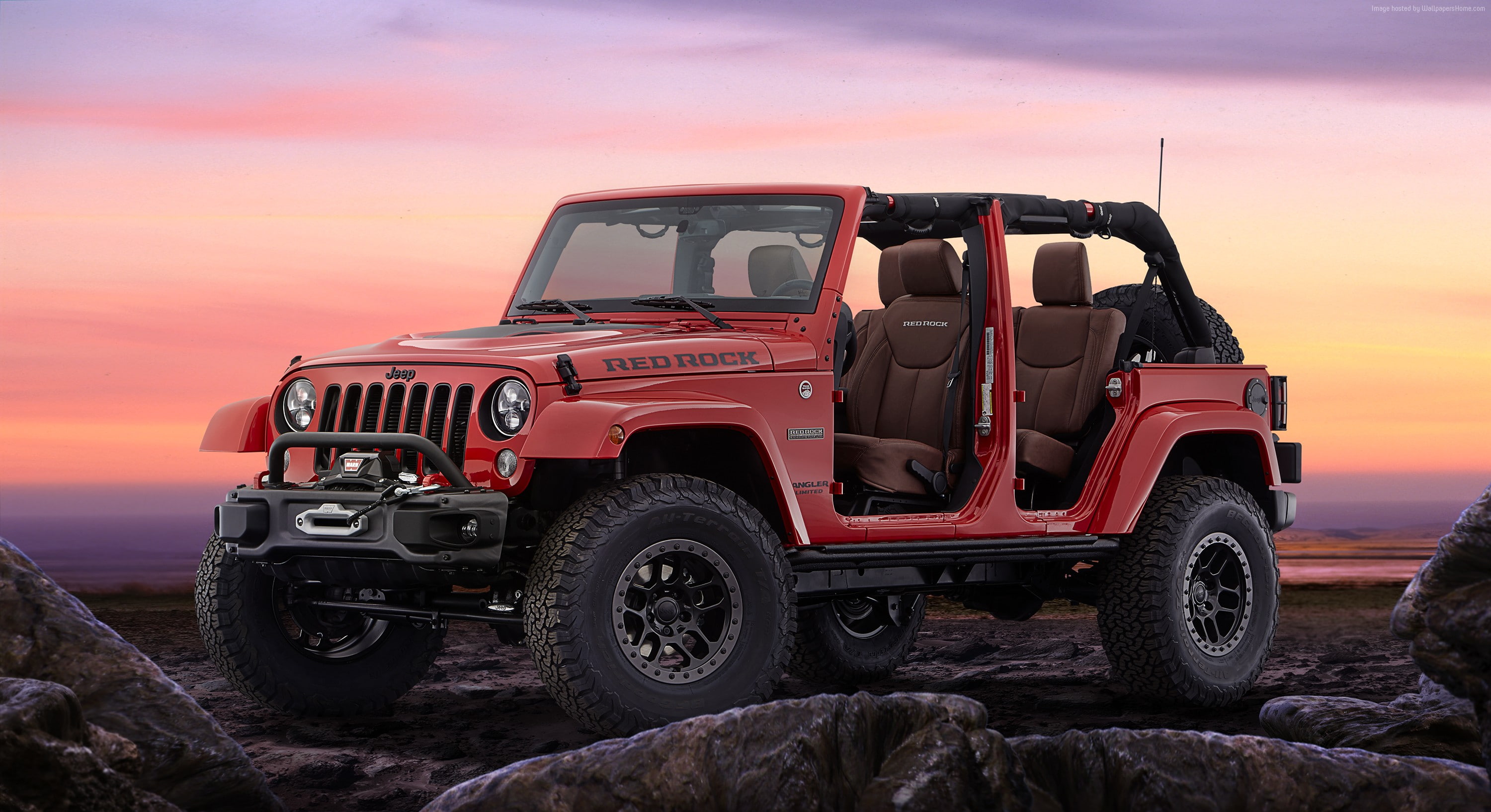2K, Jeep Red Rock, truck, 4x4, no people, stationary, tire, cloud - sky, mode of transportation, sky, car, outdoors, nature, transportation, Jeep Wrangler, HD Wallpaper