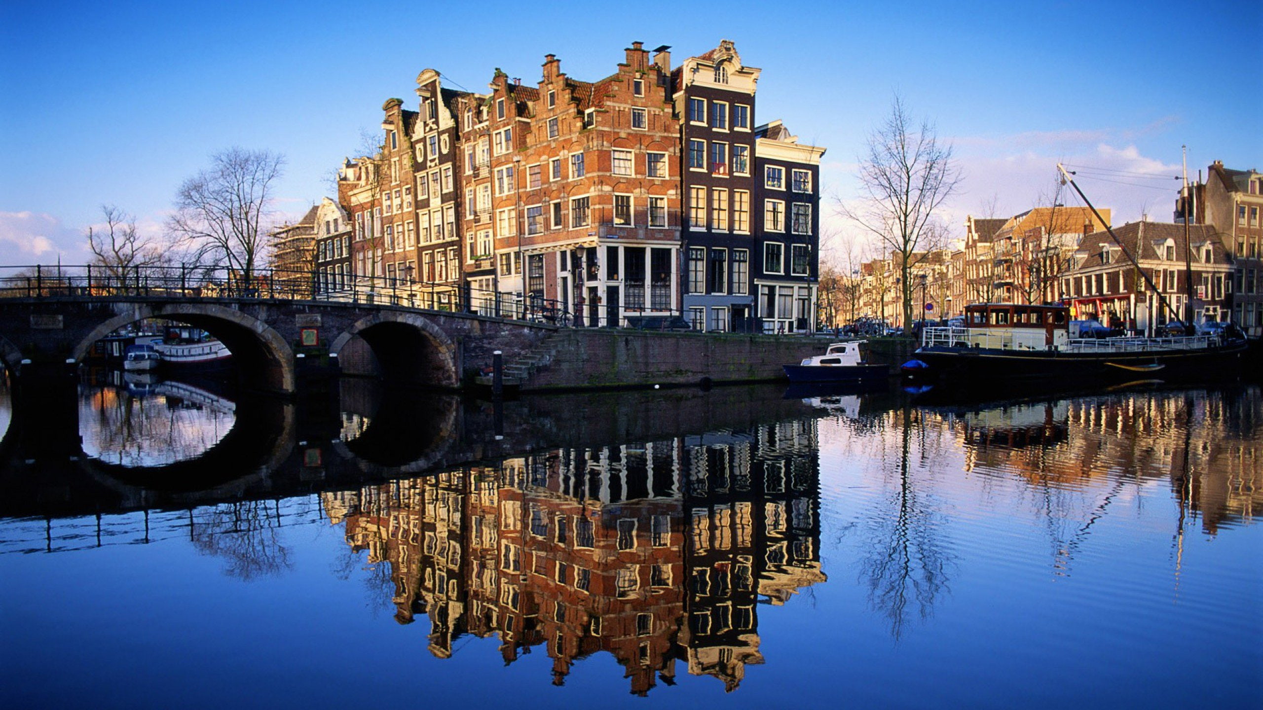 holand, puente, ciudad, bridge, canal, amsterdam, 2K, HD Wallpaper