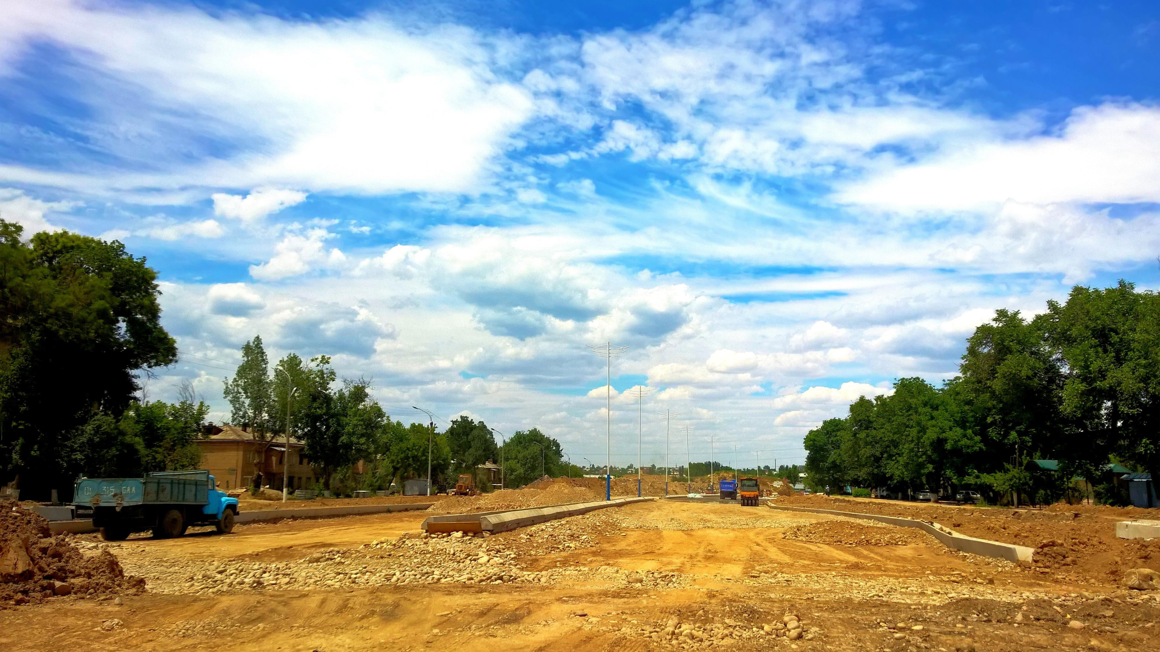 field, outdoors, motor vehicle, day, sky, road, no people, tashkent, cloud - sky, architecture, land vehicle, growth, environment, beauty, tree, nature, HD Wallpaper