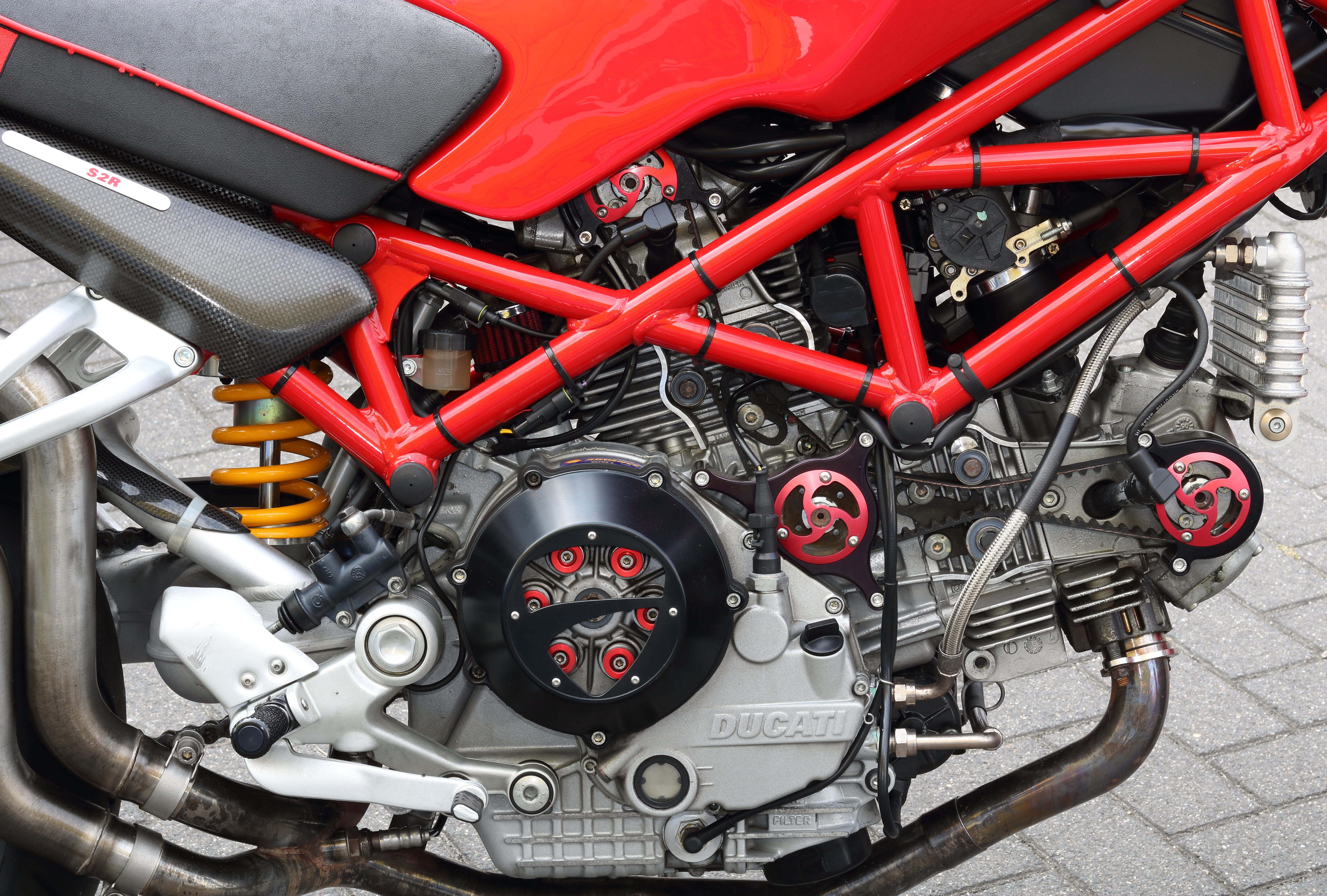 bike, timing-belt, 5K, air vehicle, distribution, clutch, steel, red, ducati, no people, complexity, supersport, technology, connection, gauge, italian, HD Wallpaper