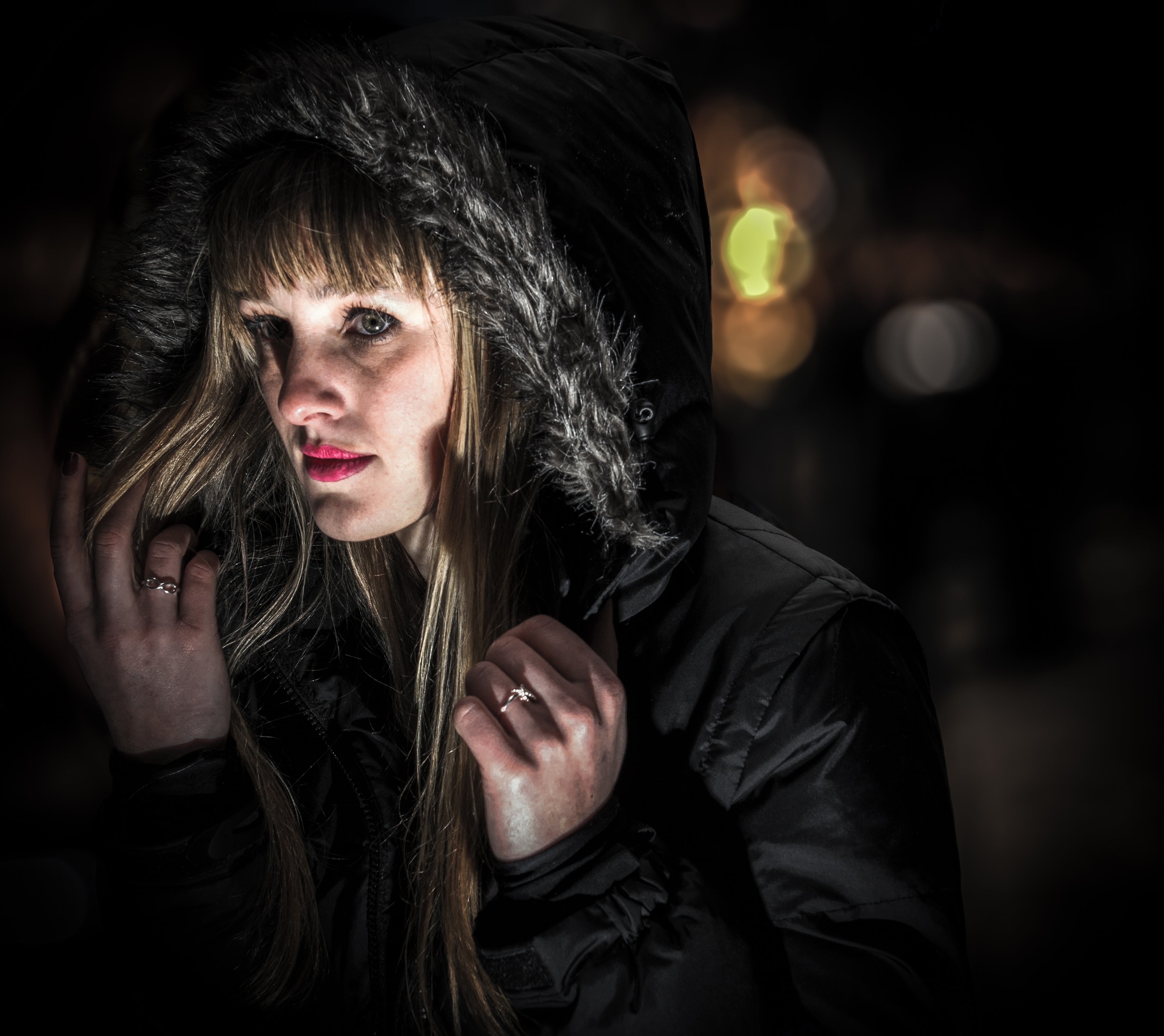 focus on foreground, portrait, clothing, hairstyle, long hair, hood - clothing, haired, warm clothing, woman, model, real people, lifestyles, one person, HD Wallpaper