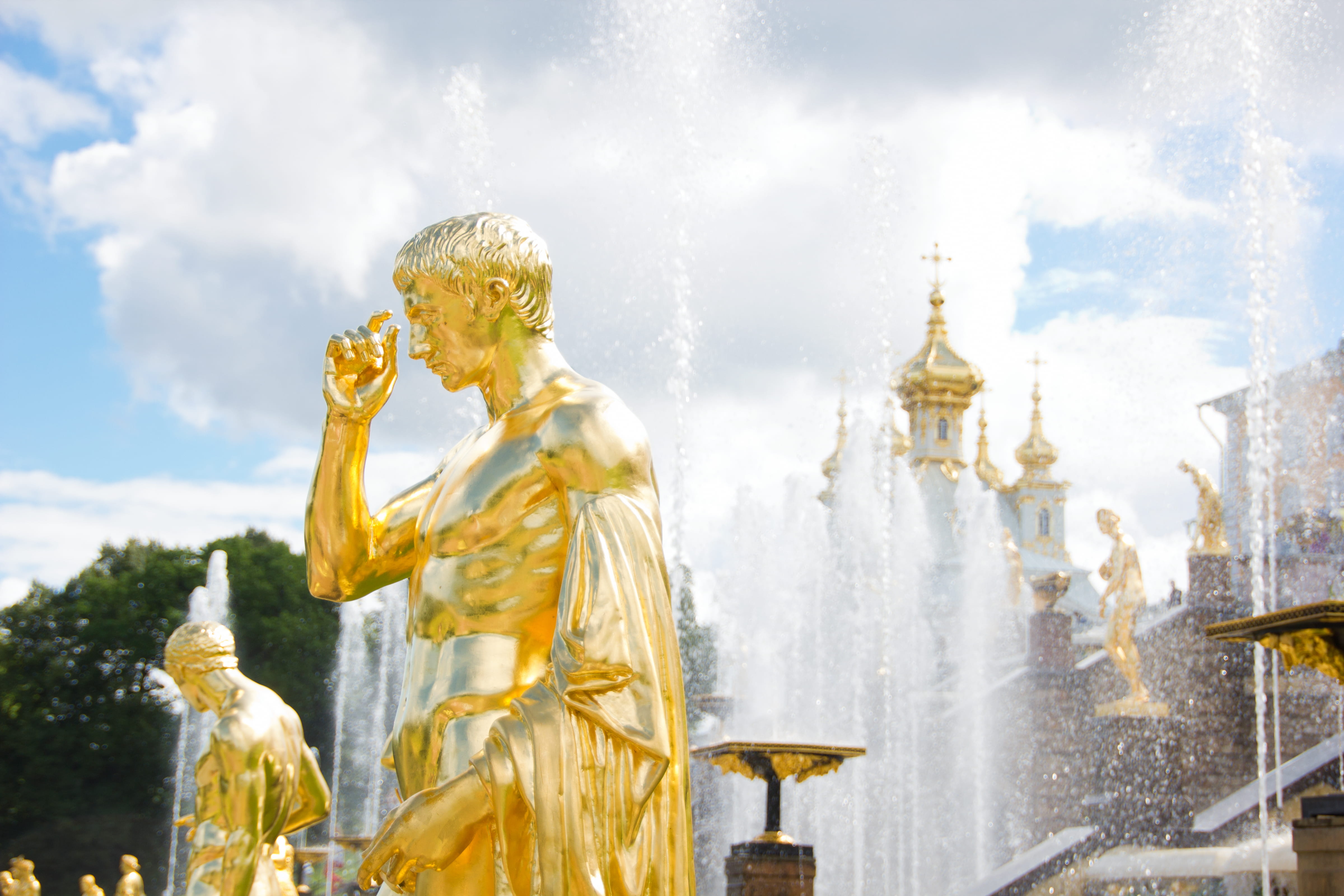russia, art and craft, travel destinations, petergof, culture, petersburg, spb, traditional, decoration, famous, sculpture, spirituality, craft, travel, HD Wallpaper