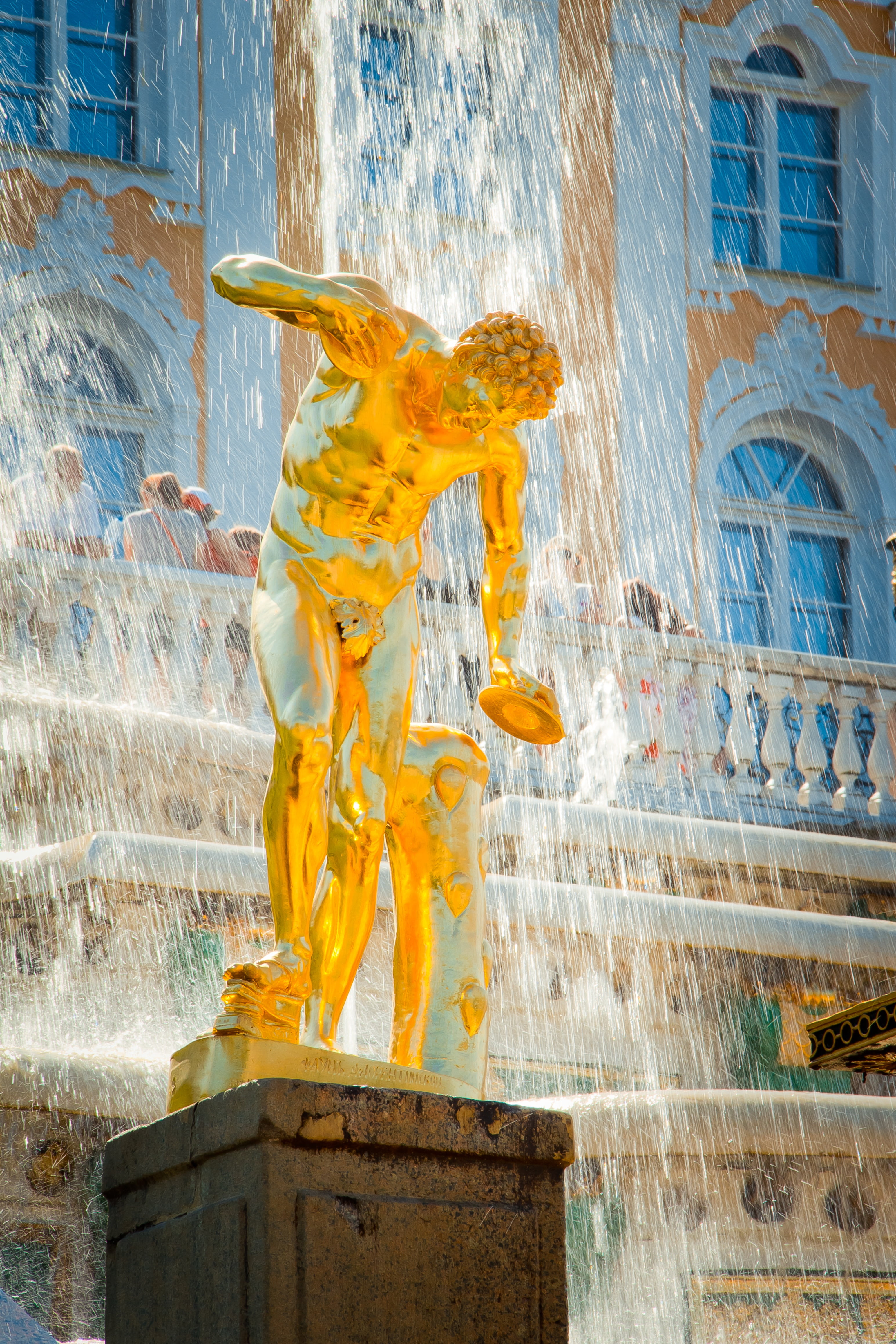 russia, petrodvorets peterhof, saint petersburg, russian, built structure, fountain, no people, history, monument, antiques, art, gold, traditional, yellow, Phone HD Wallpaper