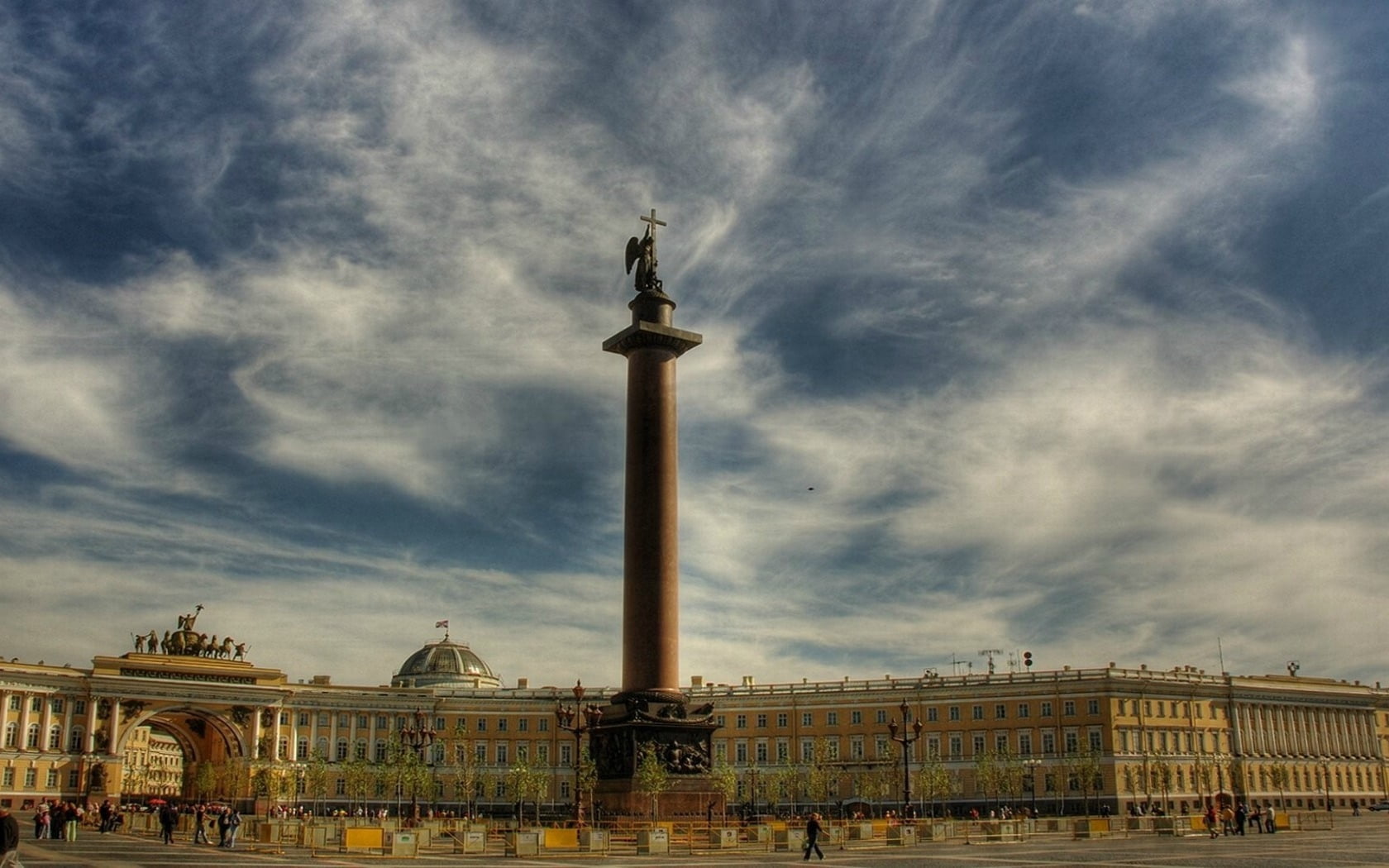 town Square, structures, the past, cityscape, tourism, st petersburg, concrete, incidental people, statue, nature, building Exterior, sky, cultures, travel Destinations, HD Wallpaper