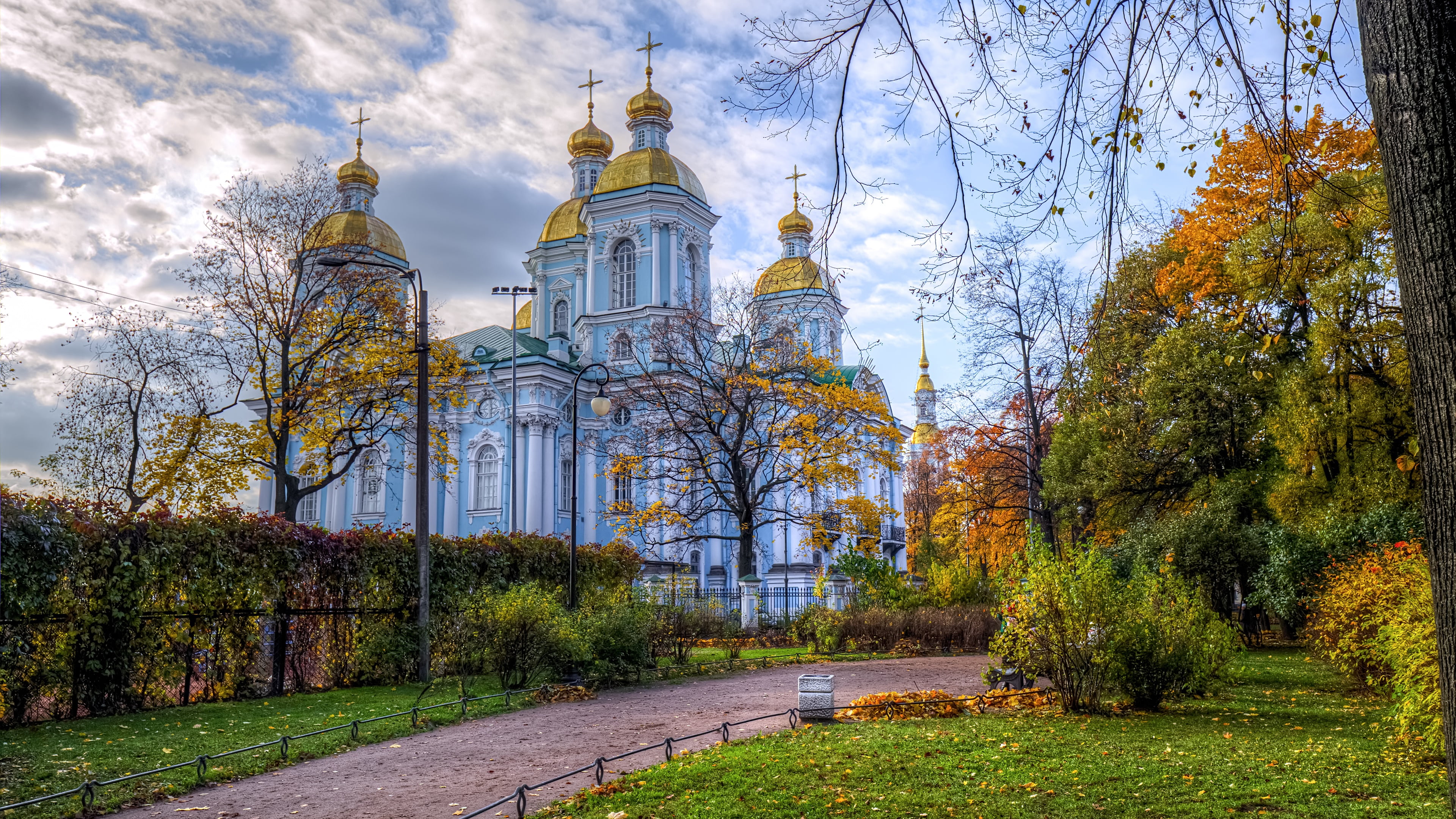st nicholas naval cathedral, church, no people, belief, religion, city, st petersburg, tree, change, architecture, 4K, spirituality, plant, day, sky, growth, HD Wallpaper