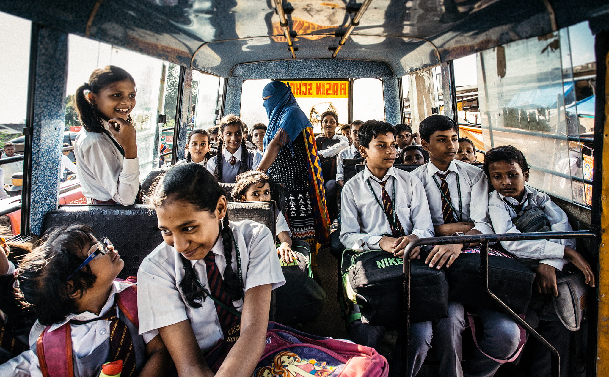 group of people, road, education, group, vehicle, real people, children, girls, wear, happy, students, city, men, mode of transportation, women, smile, HD Wallpaper