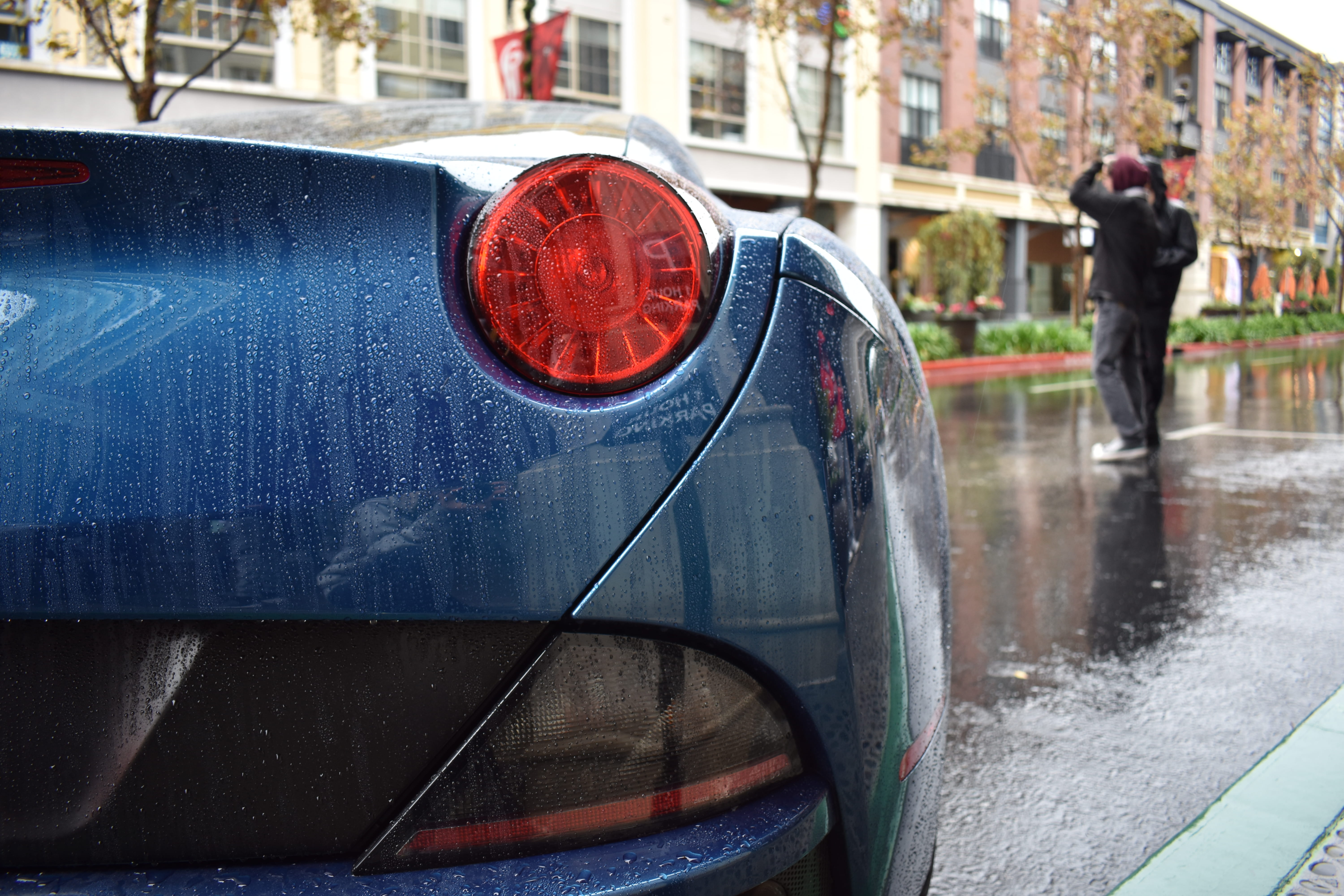 motor vehicle, drops, men, buildings, city, downtown, transportation system, dewdrops, outdoors, land vehicle, pavement, car, modern, street, rain, trees, HD Wallpaper
