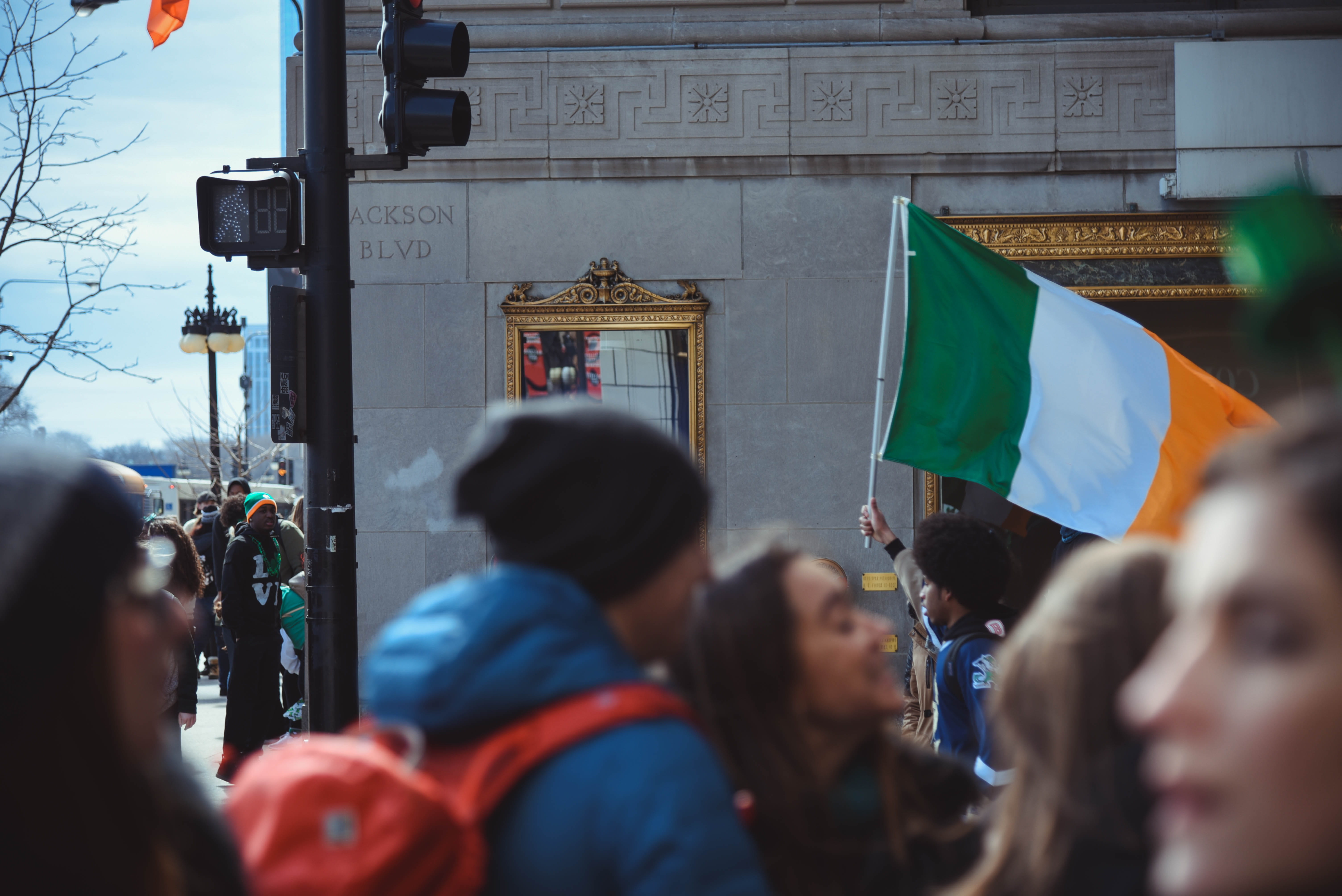 built structure, daytime, rally, outdoors, day, walking, landscape, road, democracy, St. Patricks day, people, men, crowd, building exterior, architecture, HD Wallpaper