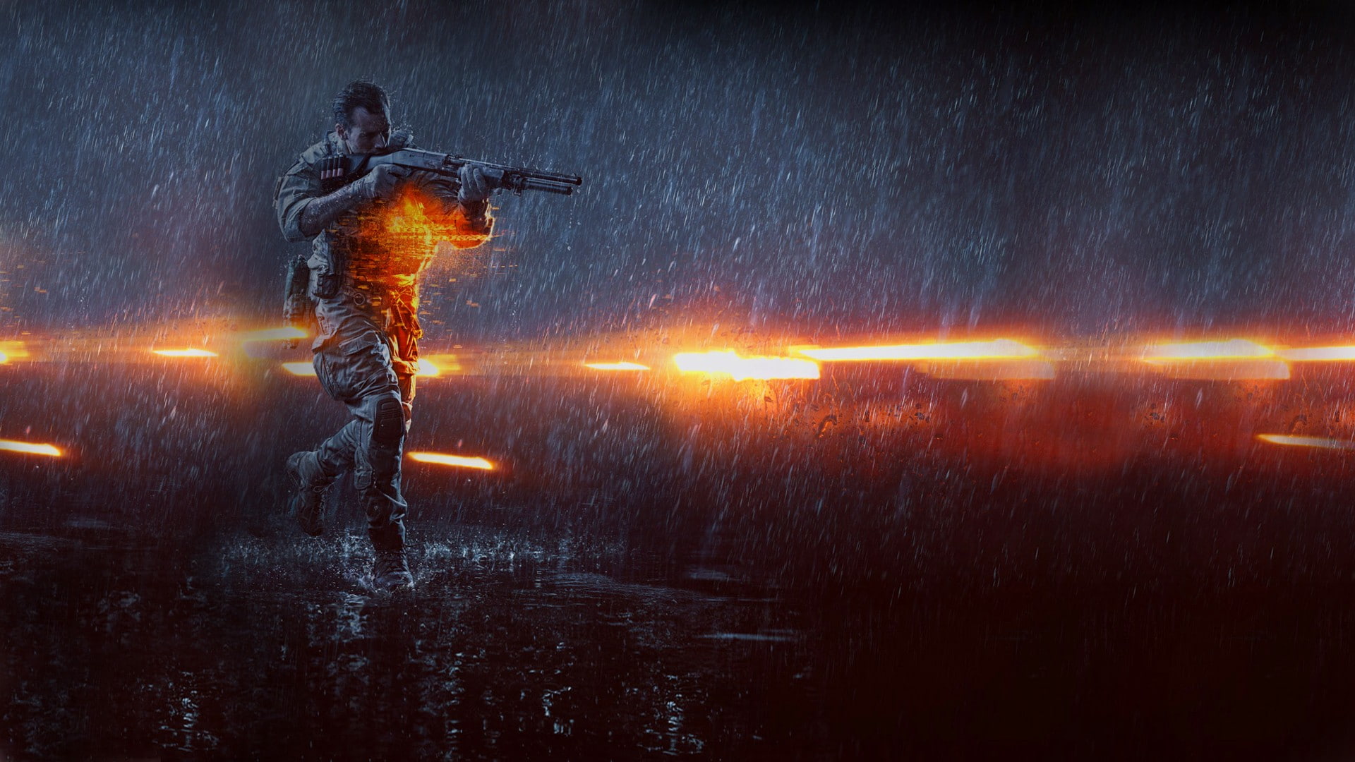 rain, night, games, shooting, 1080P, battlefield, gun, HD Wallpaper