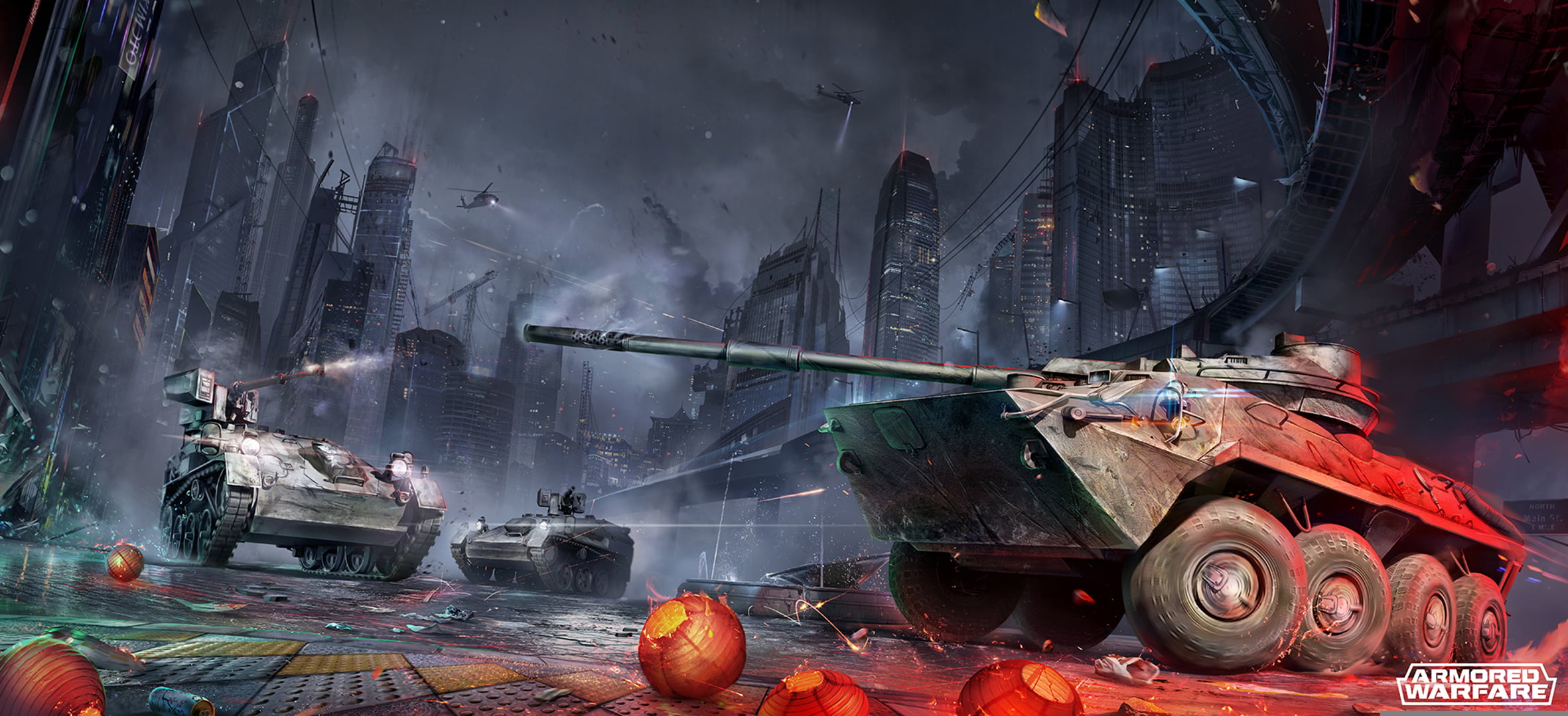 war, night, armored warfare, BTR, the city, tank, 1080P, art, HD Wallpaper