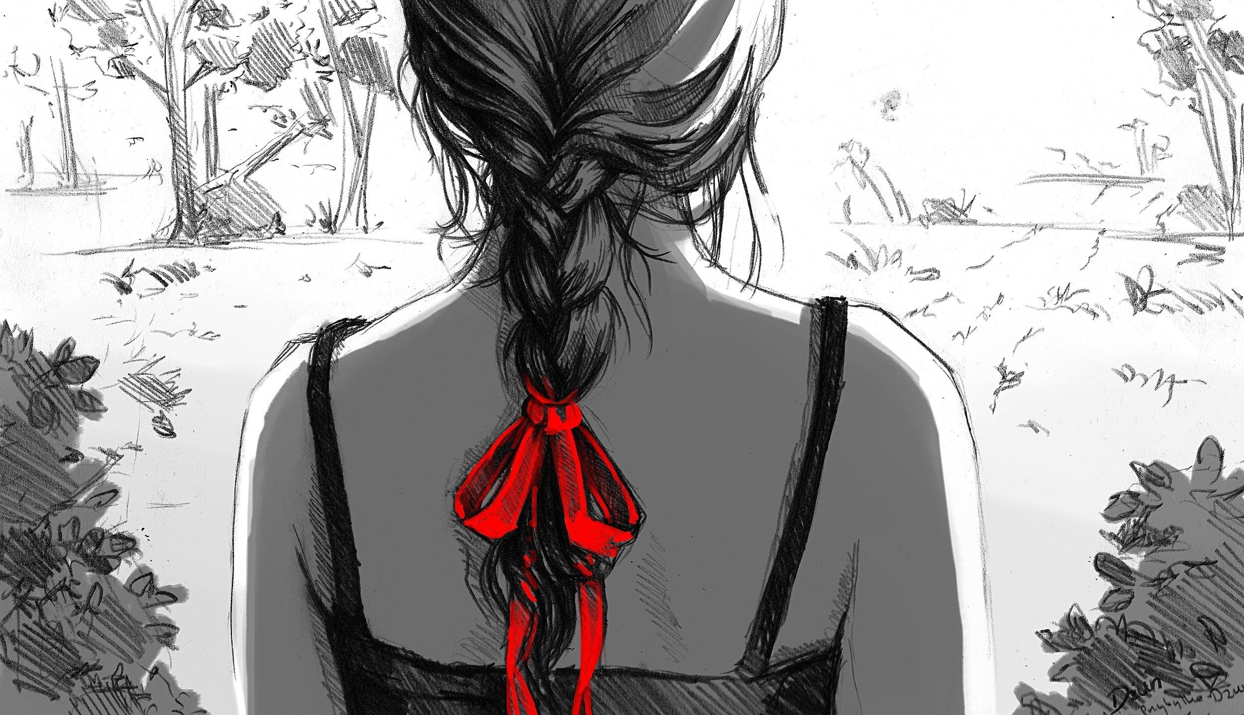 selective, plaits, artwork, women, coloring, drawings, braids, 1080P, HD Wallpaper