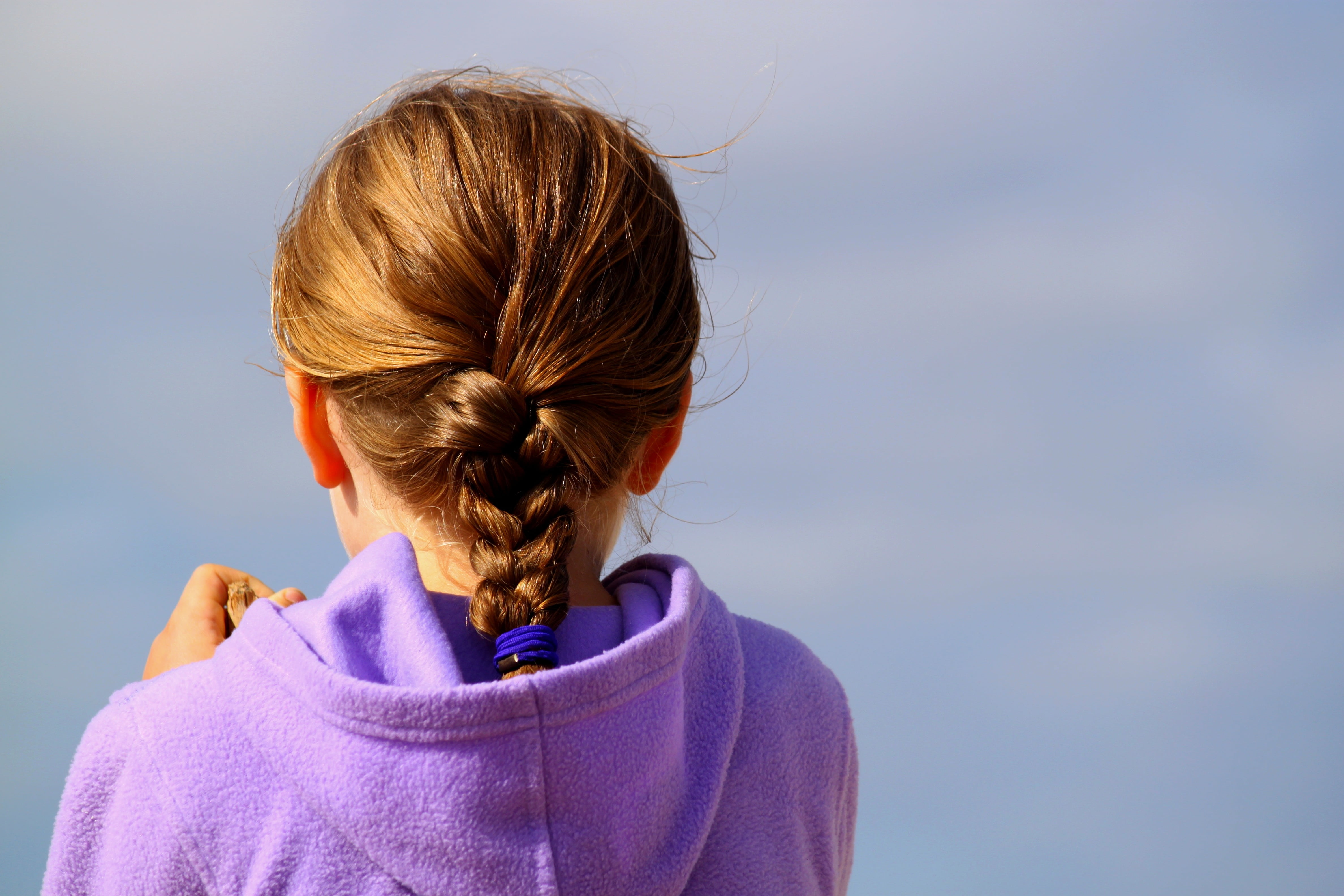 hoodie, brown hair, looking at view, nature, person, child, females, long haired, head, hooded, mind, purple, lifestyles, people, hair, portrait, hairstyle, HD Wallpaper