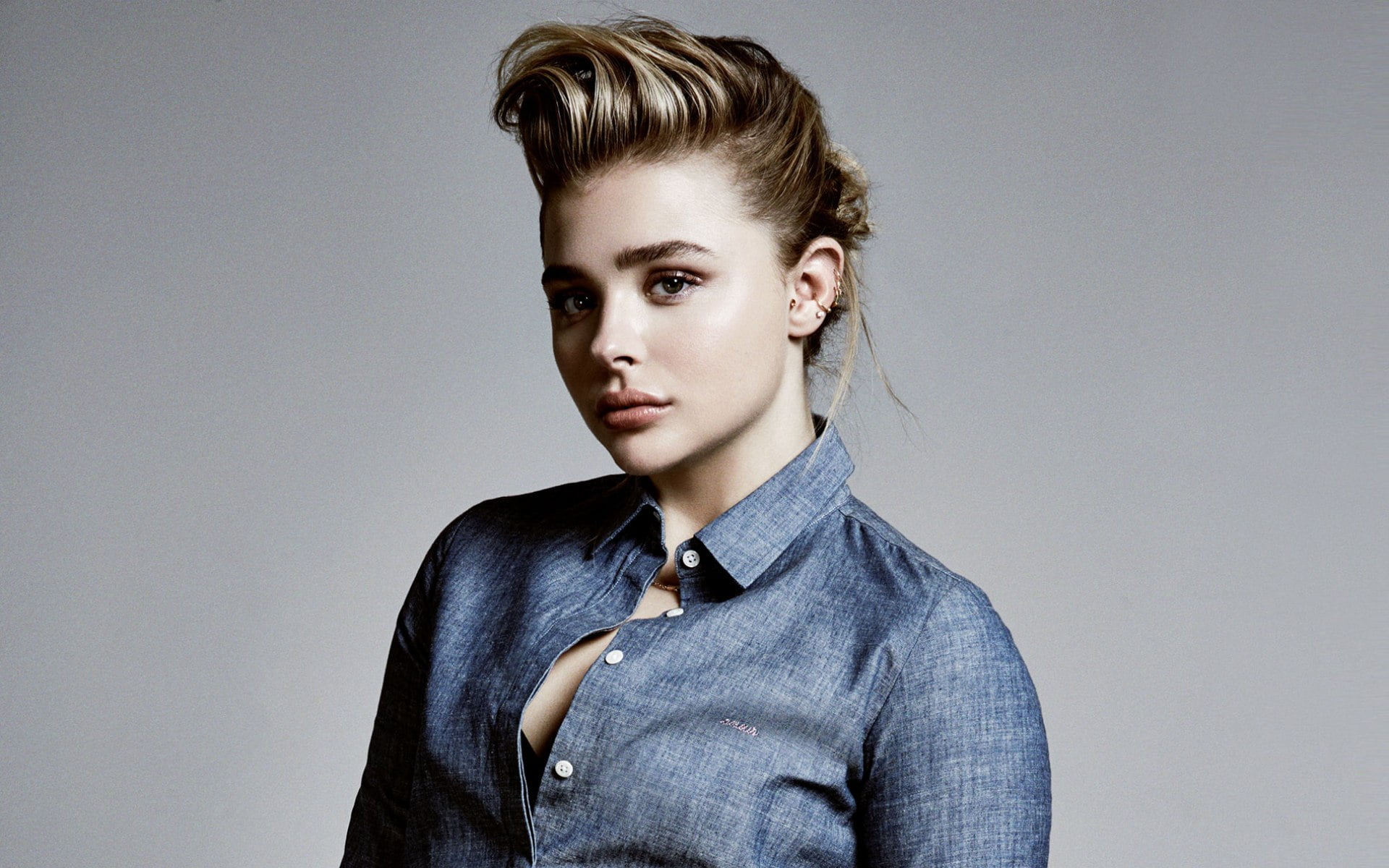 celebrities, copy space, fashion, gray, figaro, hollywood, portrait, teenager, teenage boys, chloe, studio shot, Chloe Grace Moretz, Female Celebrities, HD Wallpaper