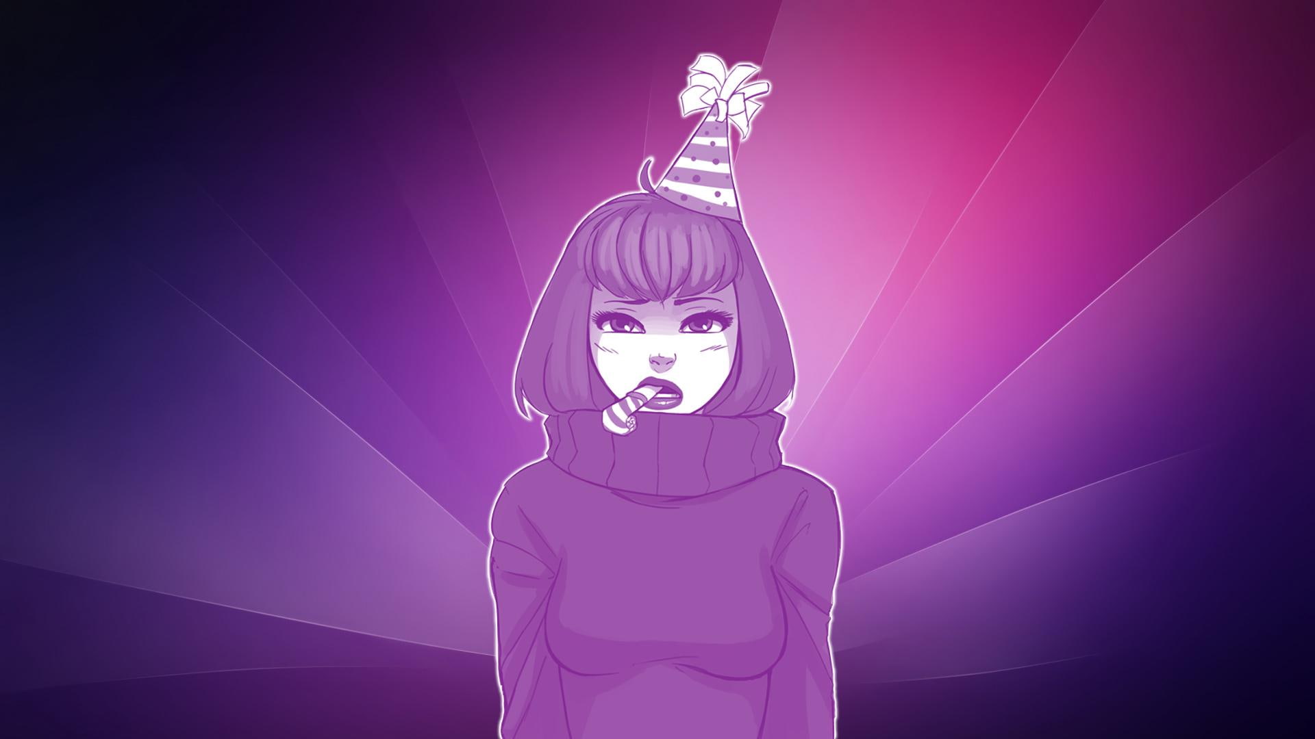illustration, neck, woman, hat, anime, sweater, girls, anime girls, party, turtle, girl, 1080P, HD Wallpaper
