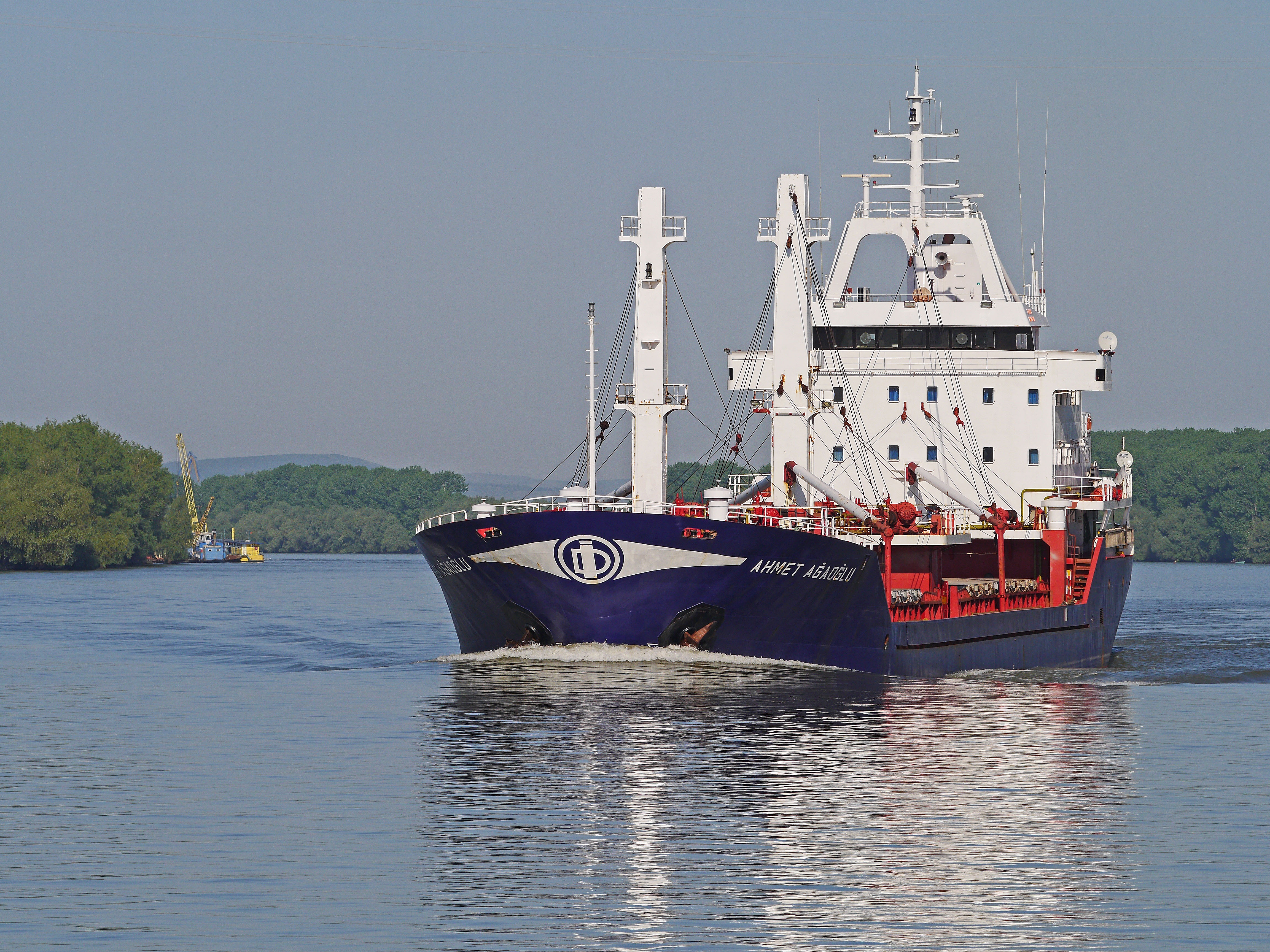 freighter, moored, loading, freight transportation, delta, 4K, no people, tulcea, bow wave, sidearm, transportation, day, romania, nautical vessel, sea, HD Wallpaper