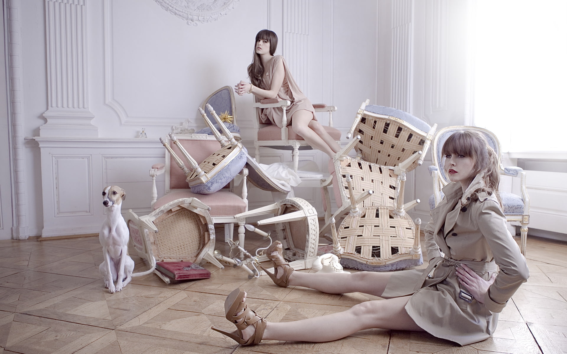 babe, 1080P, glamour, session, blonde, furniture, fantasy, models, photo, HD Wallpaper