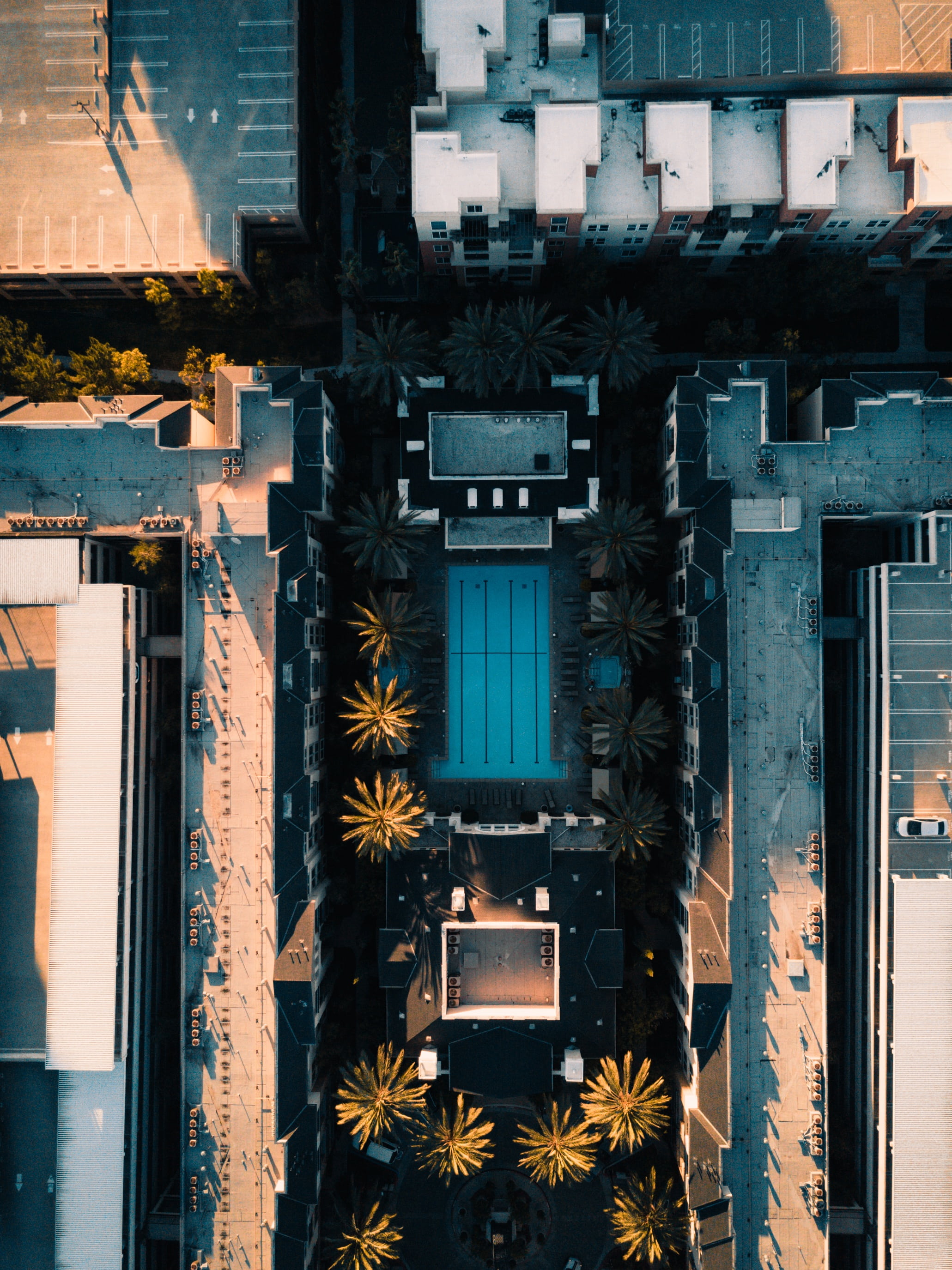 green, tower, swimming, day, 2K, car, rise, residential district, rooftops, urban Scene, nature, entrance, road, buildings, high, outdoors, building Exterior, Phone HD Wallpaper