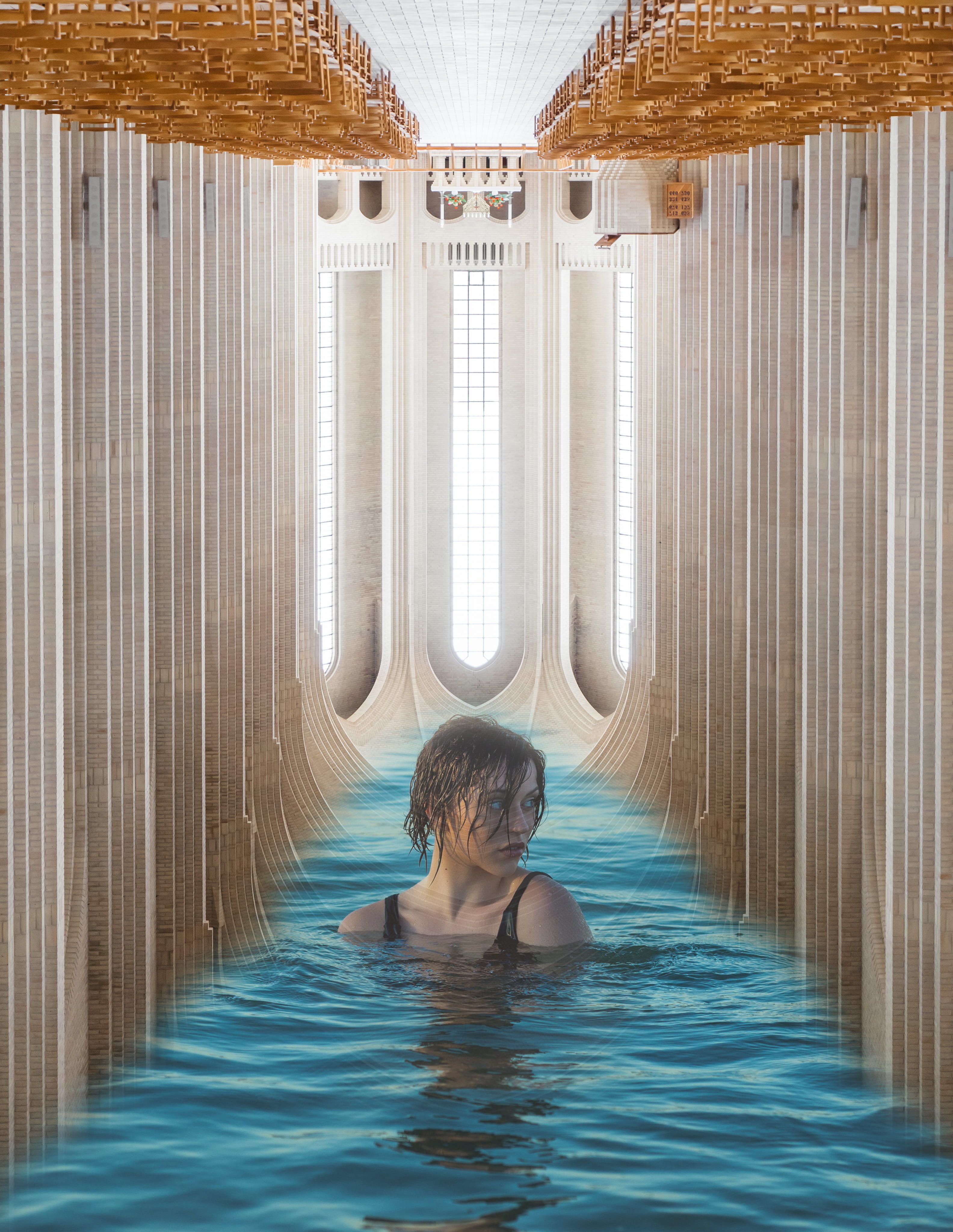 childhood, Wet, church, depression, trance, aqua, blue, indoors, hotel, innocence, doom, marriage, Pool, cathedral, swimming pool, males, body, sadness, Phone HD Wallpaper