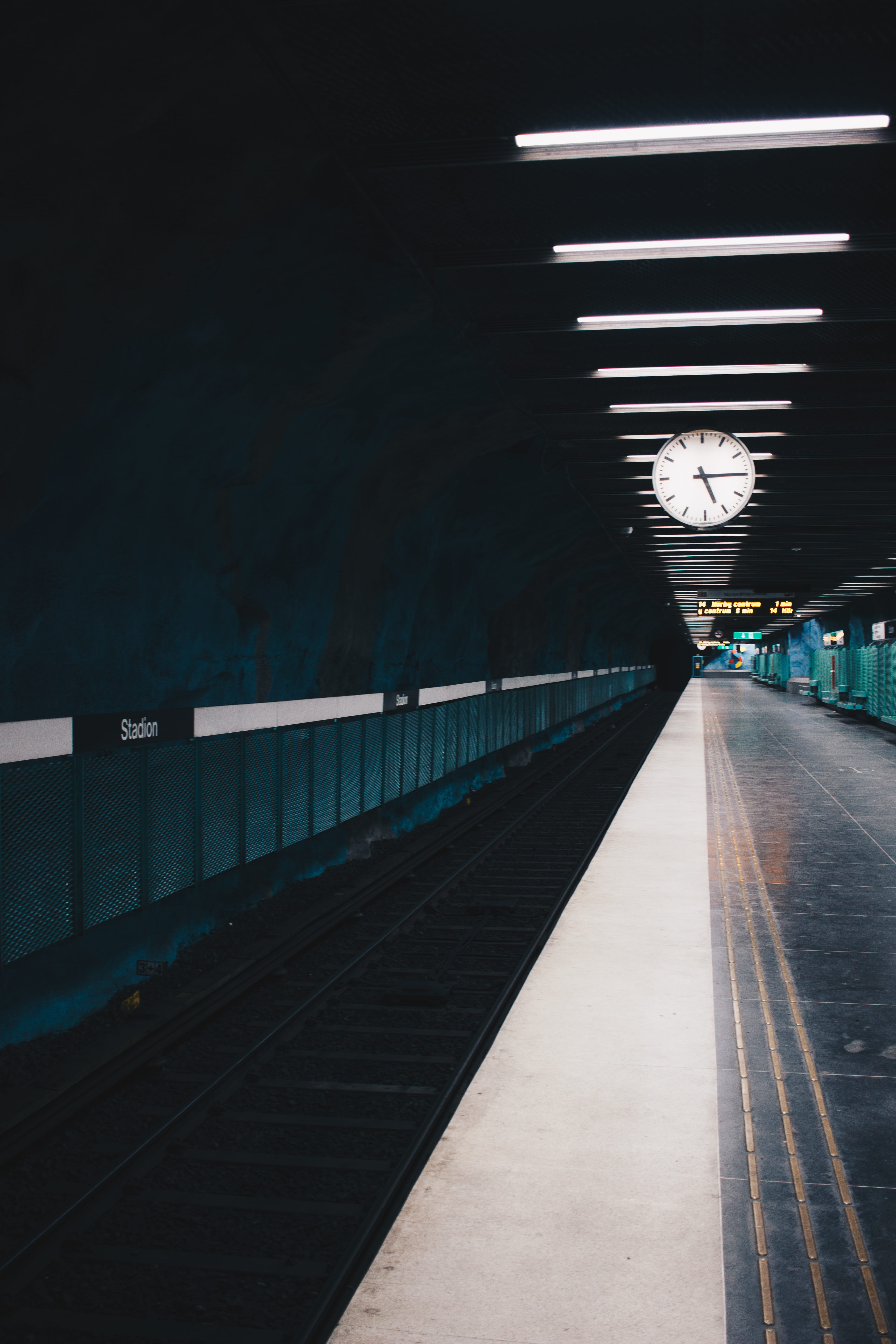 train station, railroad track, illuminated, railroad station platform, built structure, station, long, no people, transportation, ceiling, absence, empty, Phone HD Wallpaper