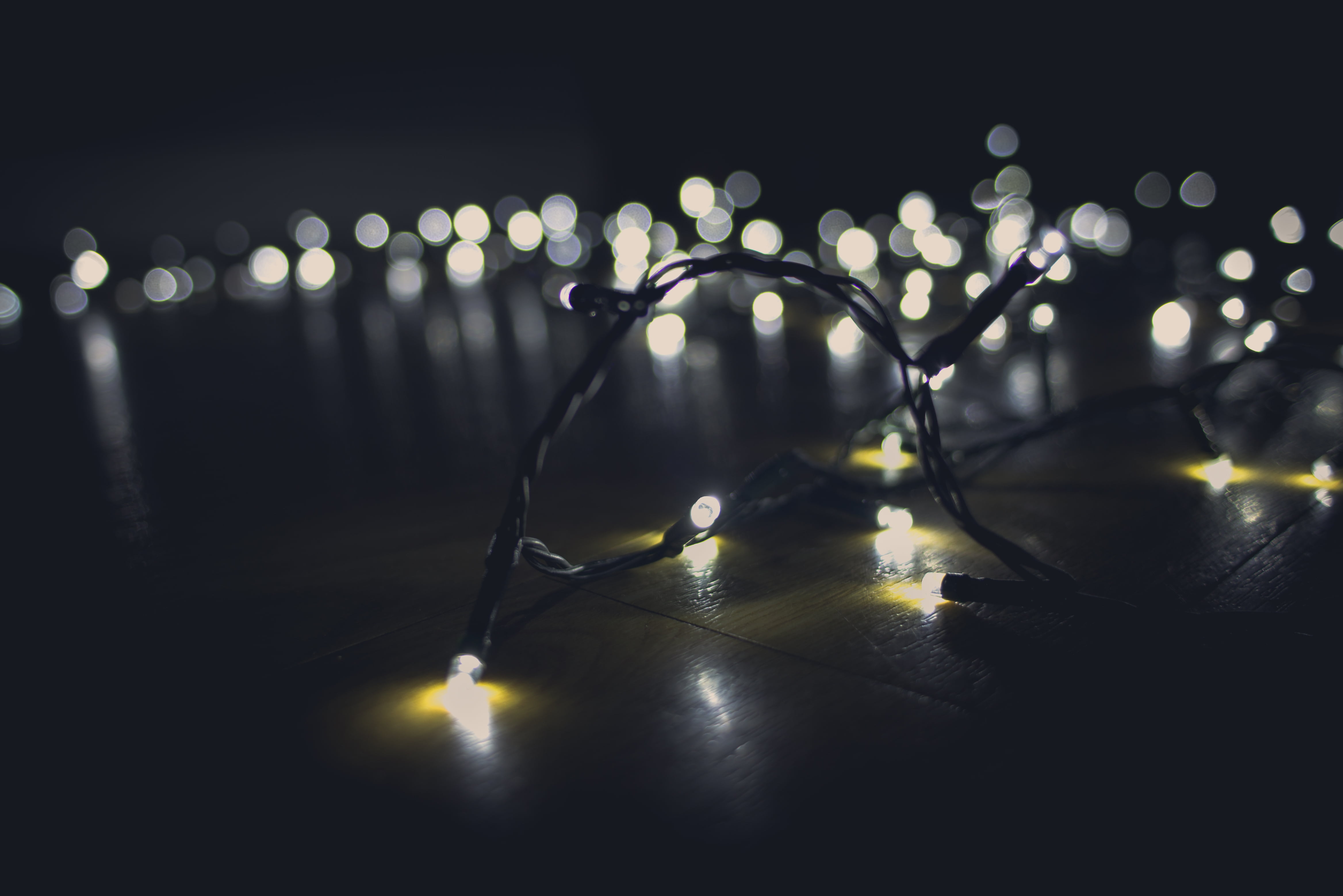 string, lighting Equipment, abstract, 4K, night, garland, electricity, black, wet, nightlife, electric Lamp, lights, no People, defocused, glowing, light - Natural Phenomenon, HD Wallpaper