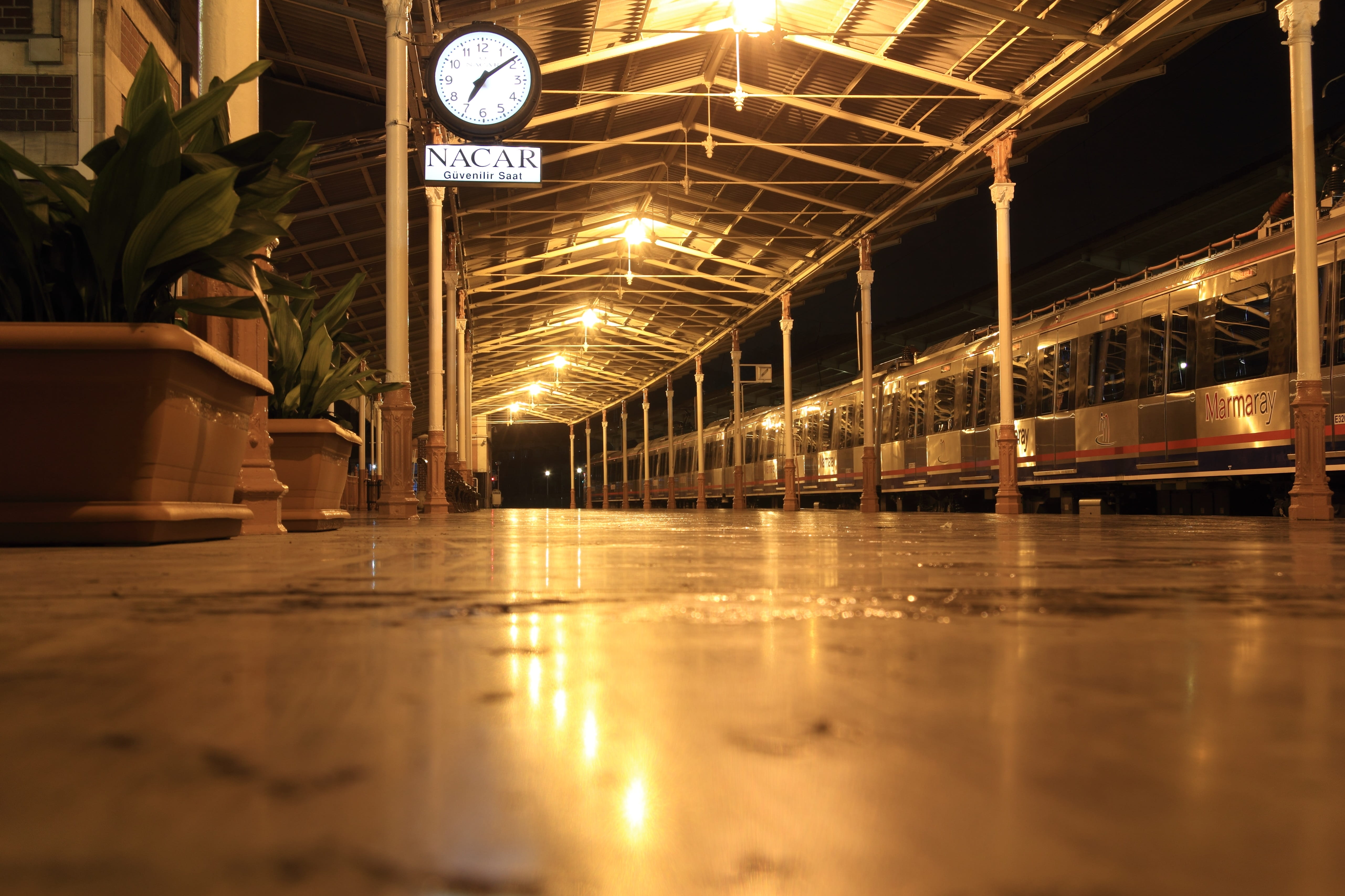 Turkey, rain, urban Scene, plant, night, seat, nature, Istanbul, flooring, no people, architecture, surface level, illuminated, reflection, light, Station, HD Wallpaper