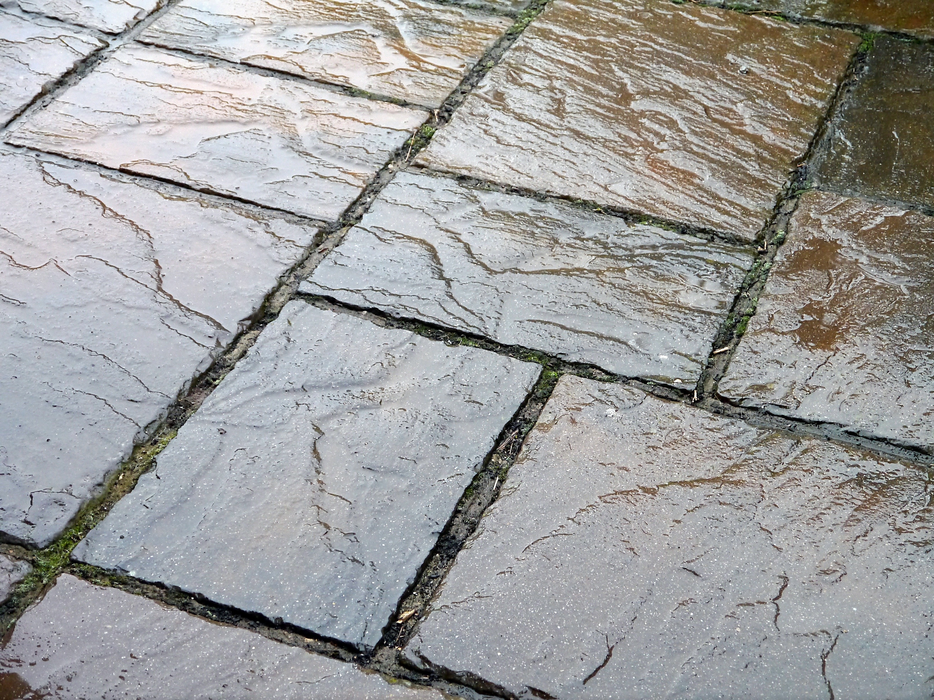 no people, outdoors, 2K, solid, textured, backgrounds, wet, day, stones, close-up, high angle view, full frame, tiled floor, tiled, brown, paving stone, HD Wallpaper