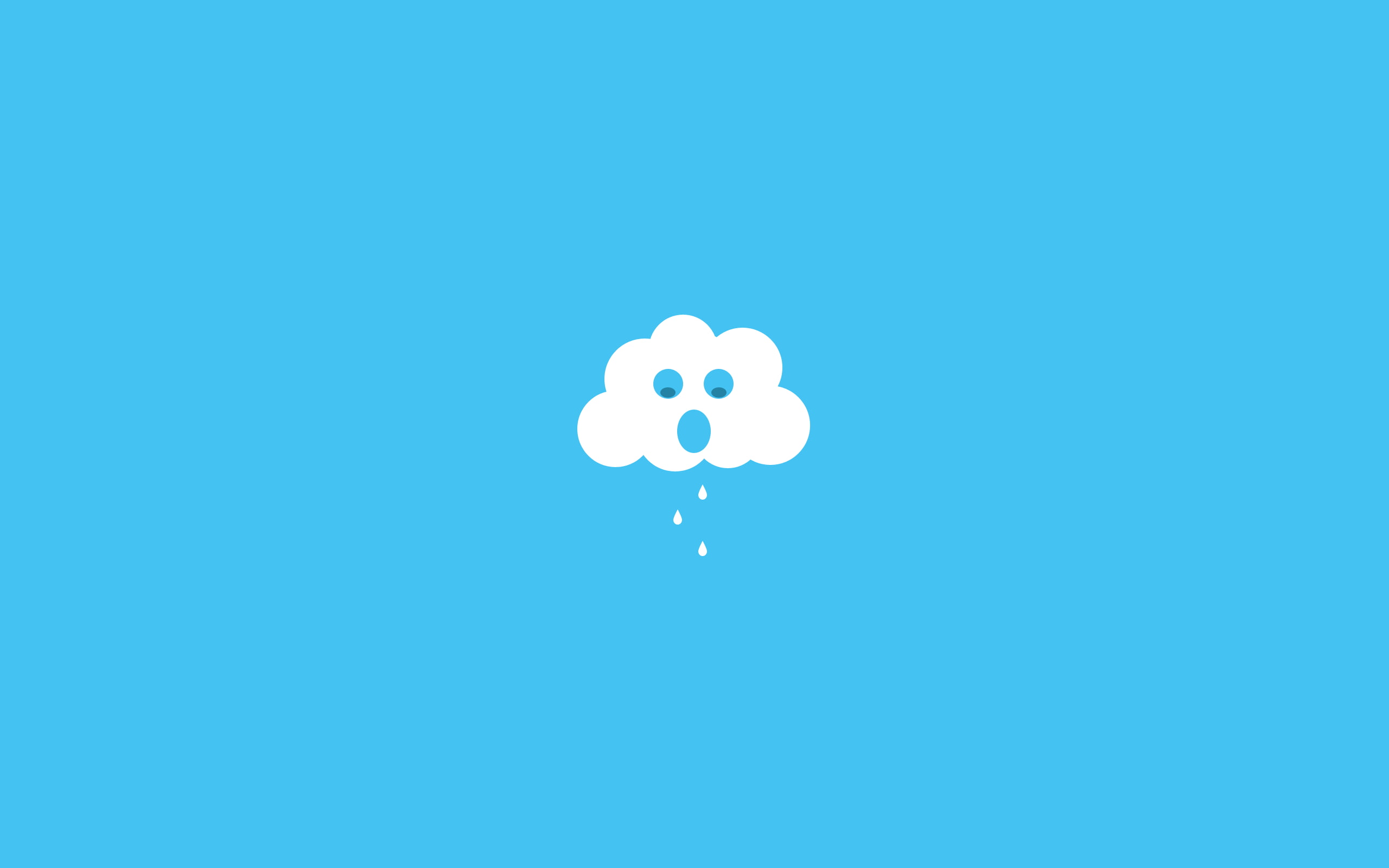 rain, minimalism, cyan, 2K, cyan background, clouds, HD Wallpaper
