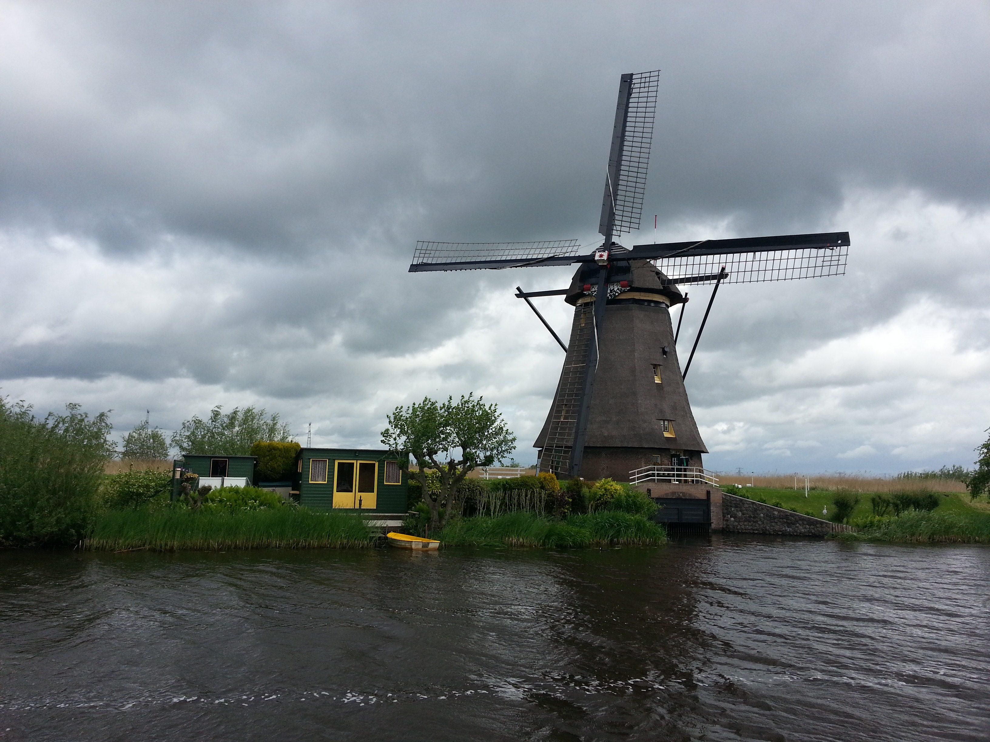 built structure, fuel and power generation, plant, turbine, environmental conservation, no people, canal, alternative energy, wind turbine, traditional windmill, HD Wallpaper