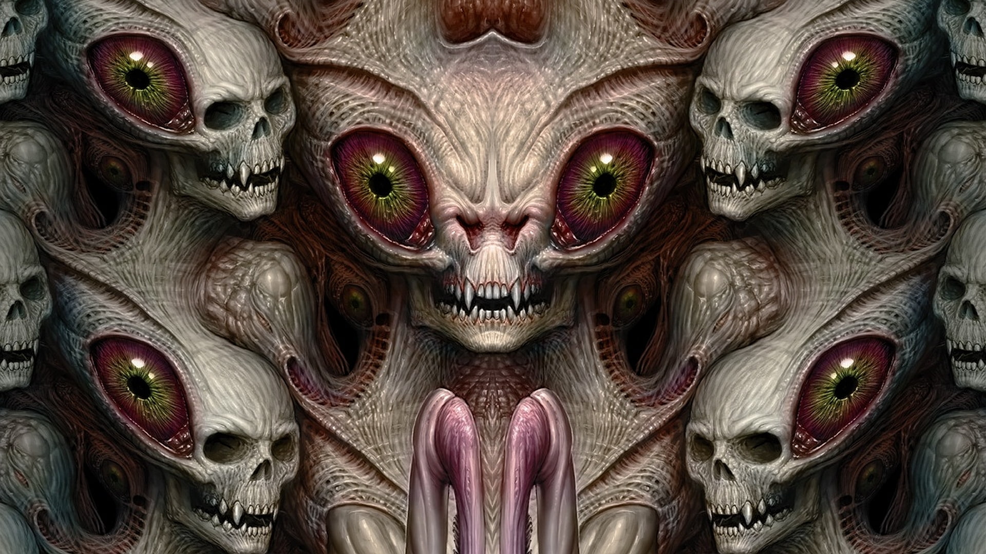 eyes, horrible creatures, 1080P, heads, teeth, faces, HD Wallpaper