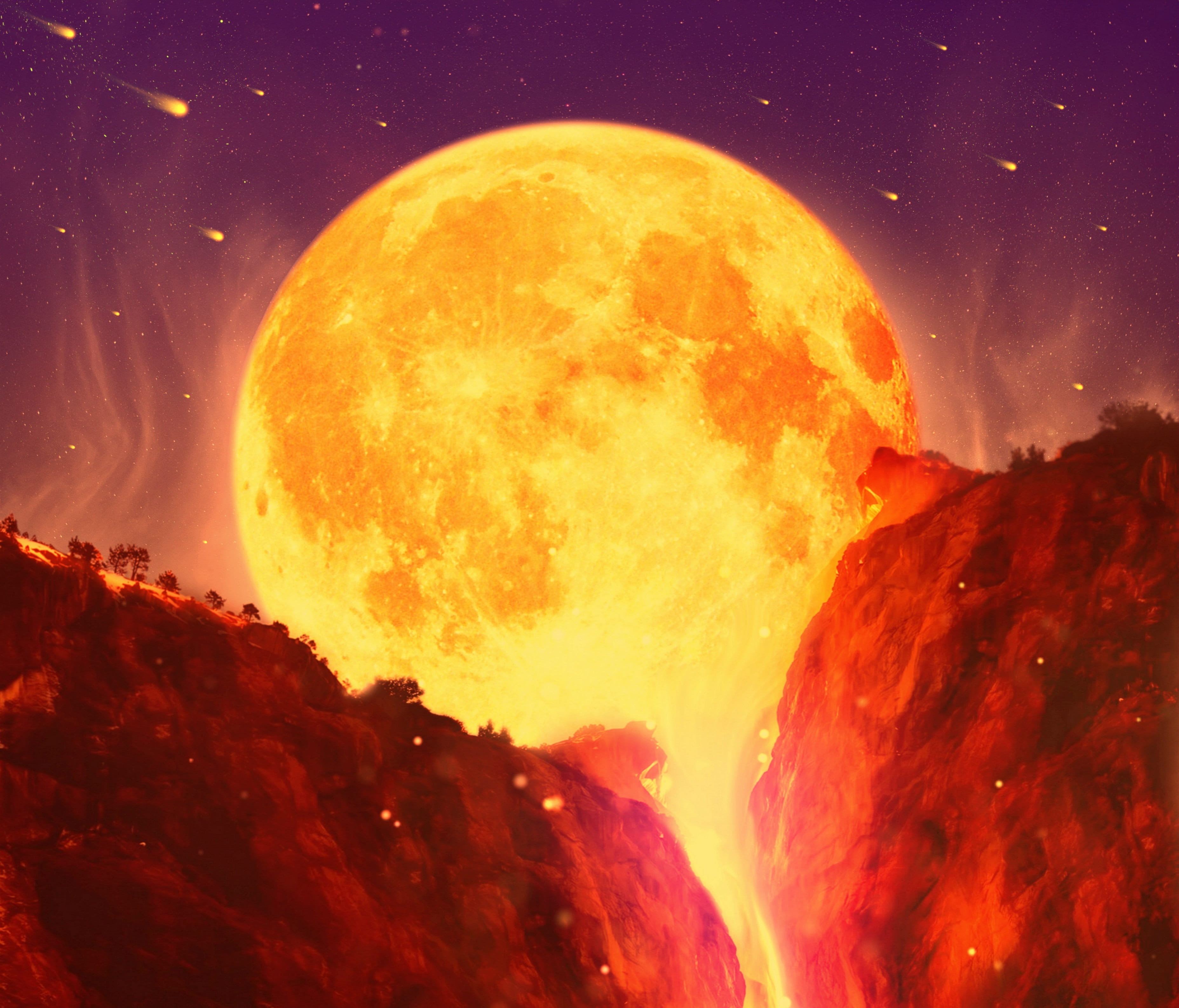 armageddon, space exploration, fire, danger, comet, scenics - nature, no people, solar system, circle, volcanic crater, astronomy, lava, beauty in nature, HD Wallpaper
