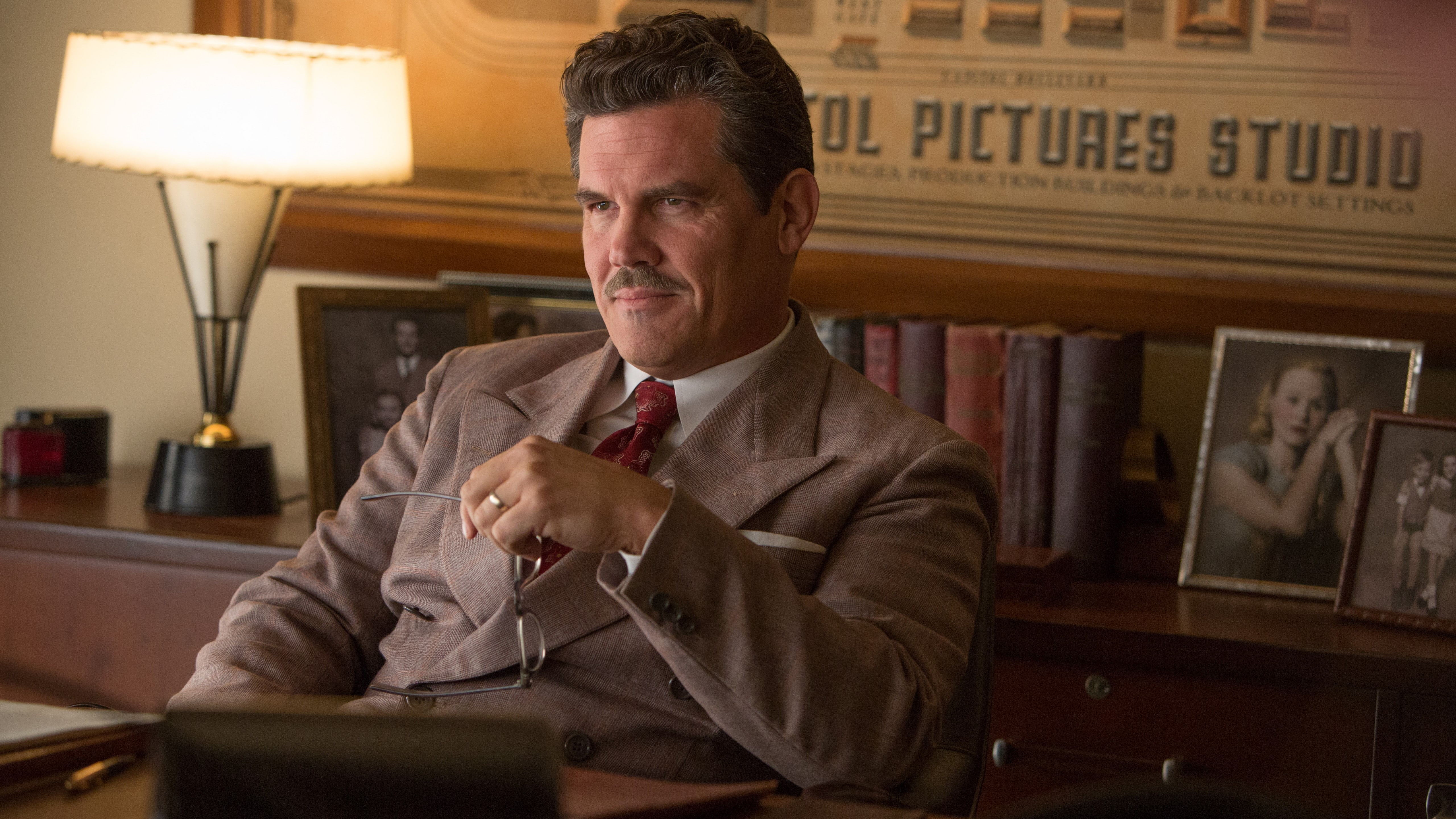 man, wearing, Caesar!, chair, lapel, jacket, suit, Best Movies, 5K, Hail, peak, brown, sitting, HD Wallpaper