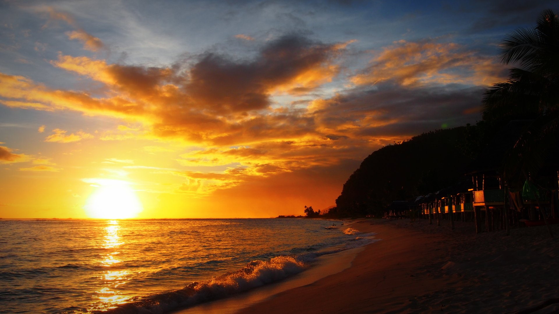 Seashore, Photography, 1080P, Sunset, Polynesia, Pacific, Samoa, Ocean, Sea, HD Wallpaper