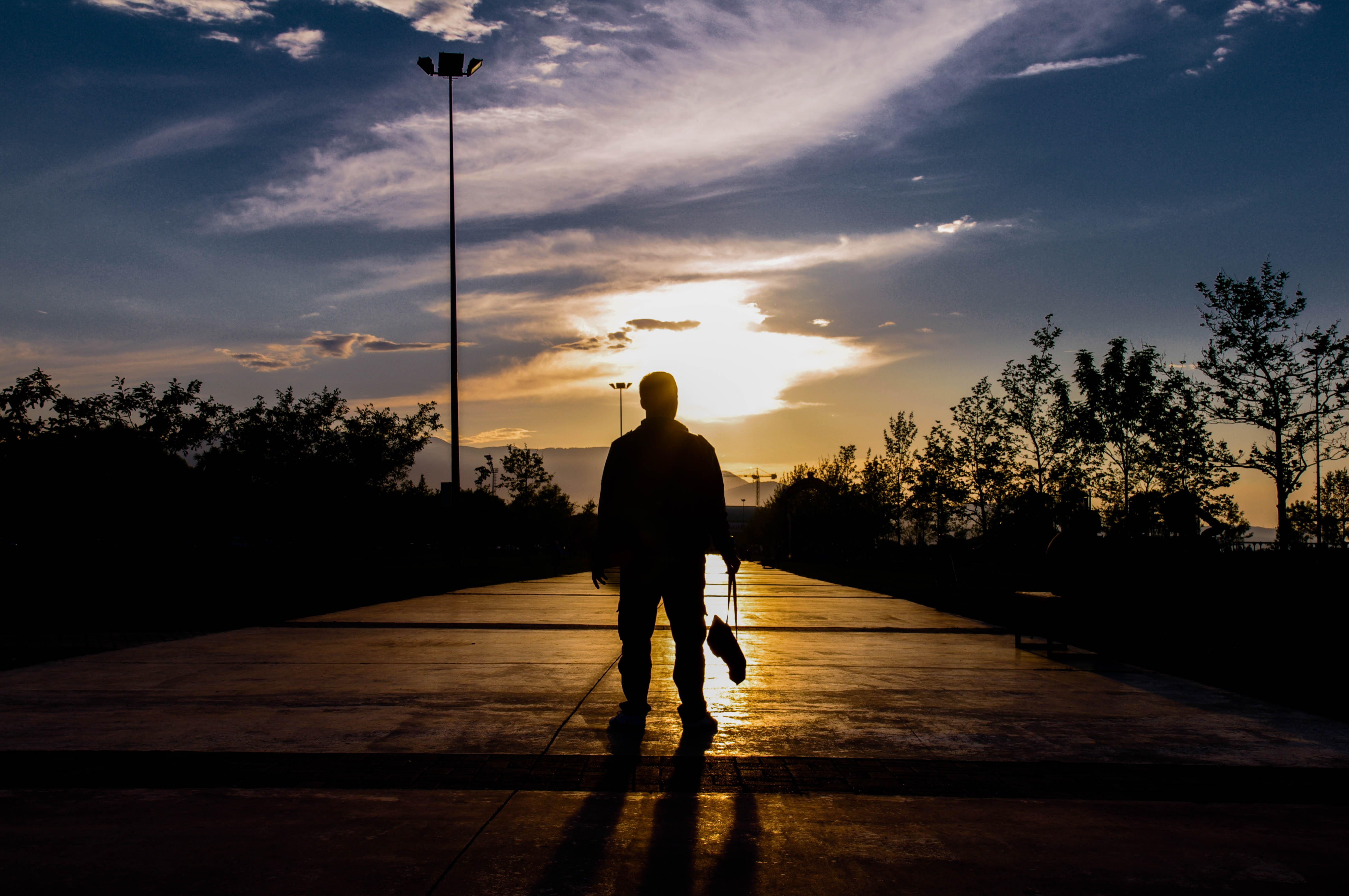 street, men, one man only, leisure activity, peace, horizon line, solar, outdoors, cloud - sky, turkey, sunlight, lifestyles, nature, environmental, rear view, HD Wallpaper