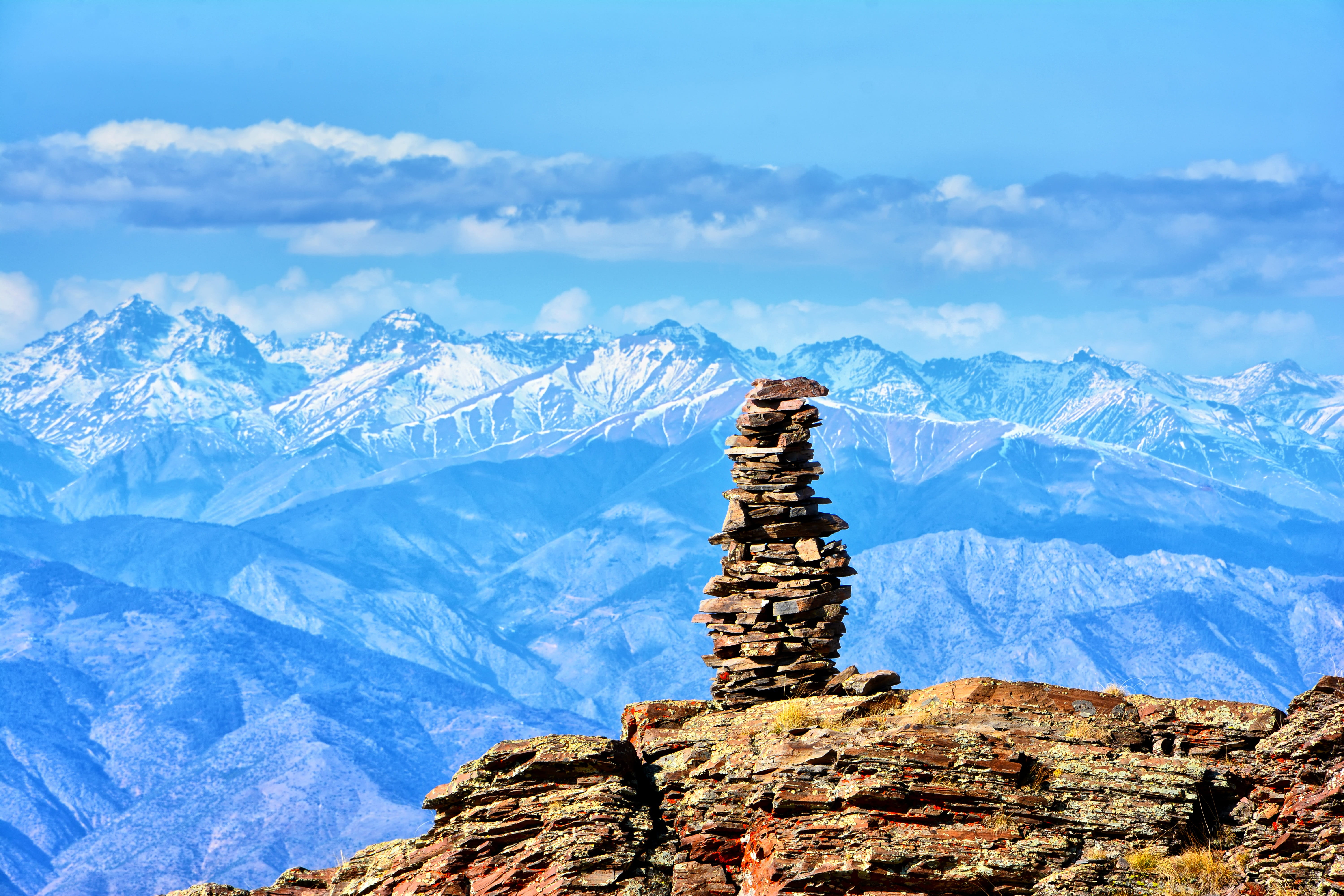 hazan, nature, brown, snowcapped mountain, unbelievable, mountain, vivid color, mountain range, clouds, landscape nature, dried up, rock, landscape, snow, HD Wallpaper