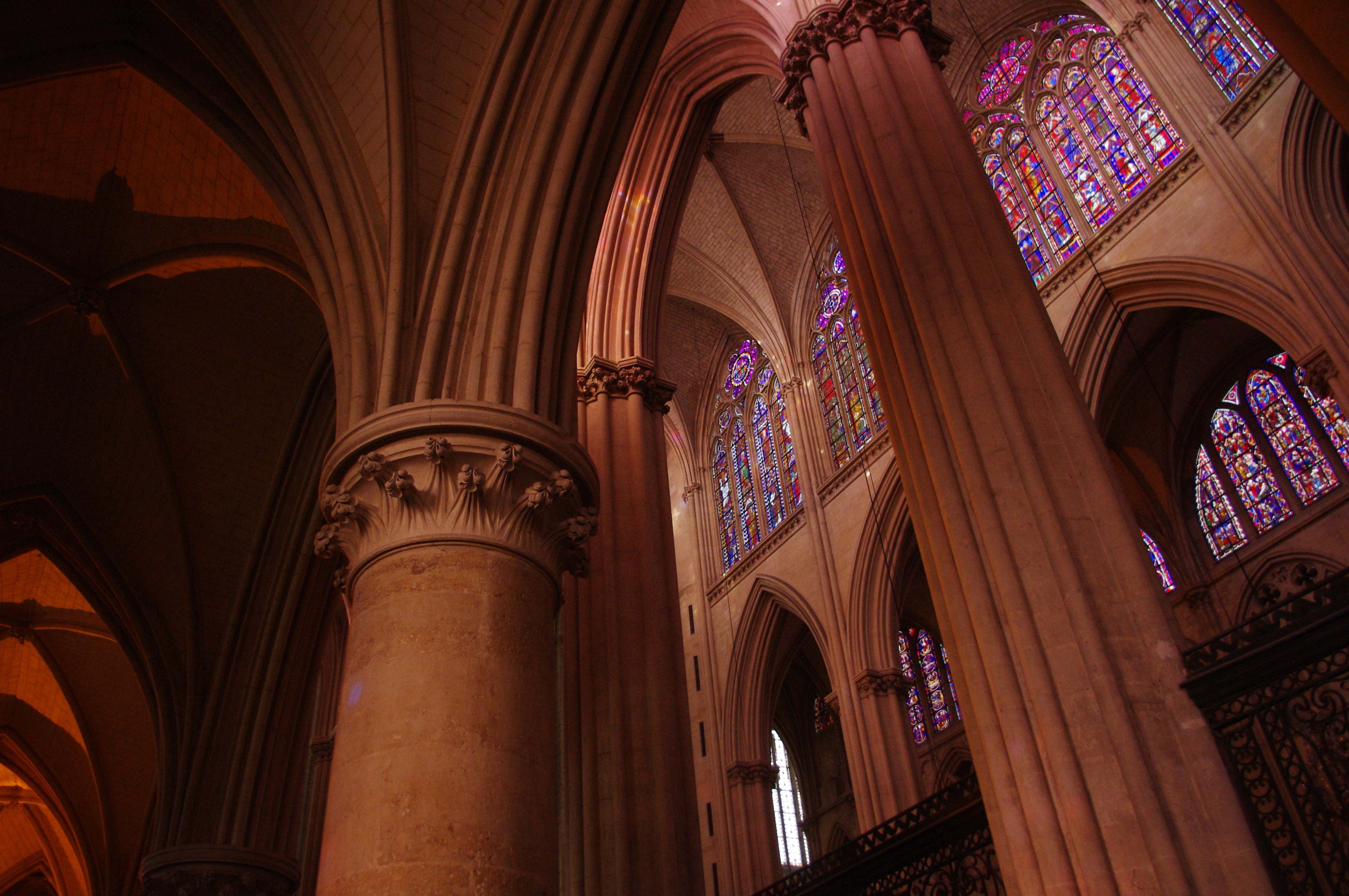 place of worship, spirituality, history, 4K, the past, ornate, low angle view, architecture and art, indoors, fance, le mans, cathedral, architecture, HD Wallpaper