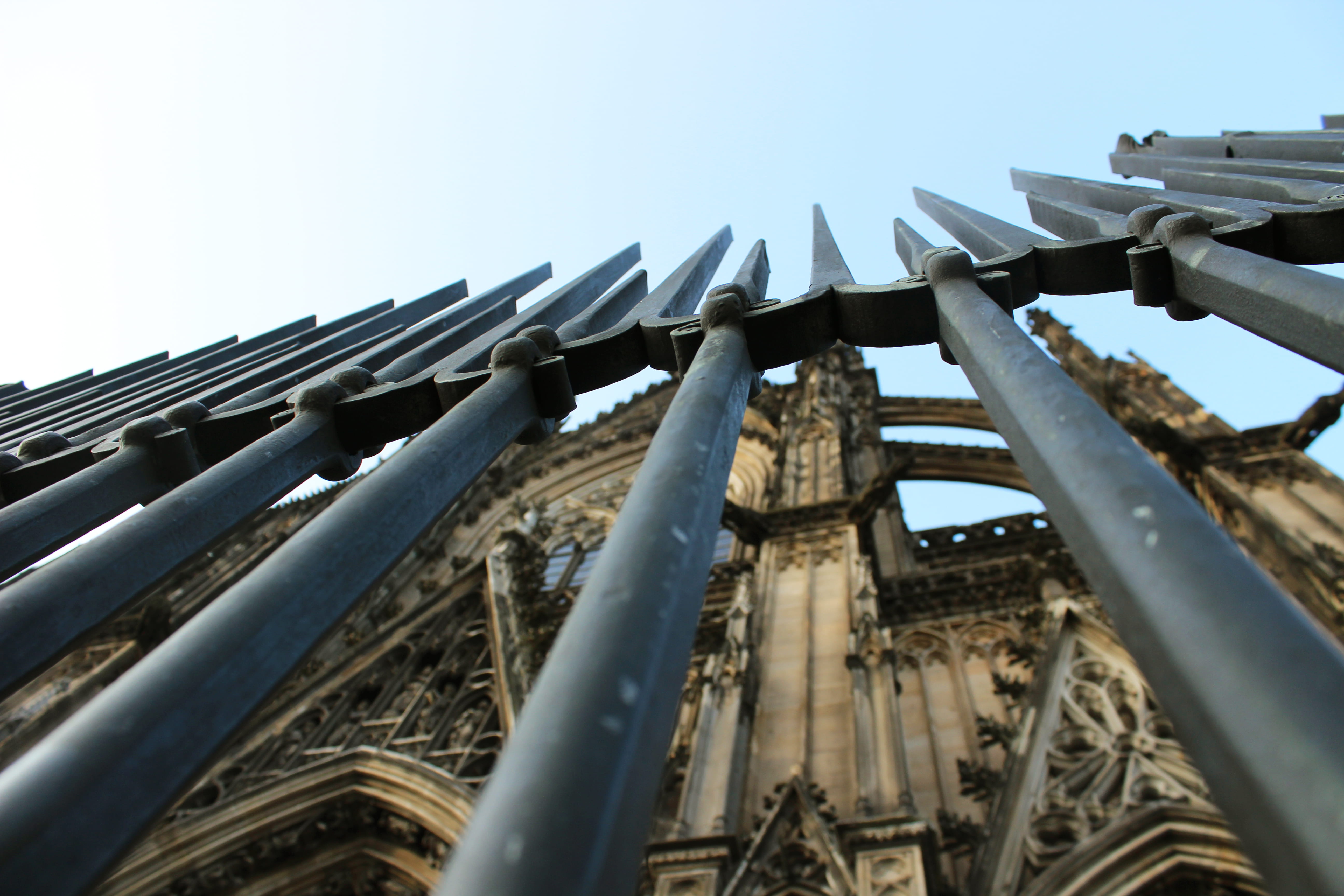 clear sky, cologne, roof, building exterior, kölner dom, god, low angle view, huge, sunlight, big, place of worship, no people, blue, monumental, day, medieval, HD Wallpaper
