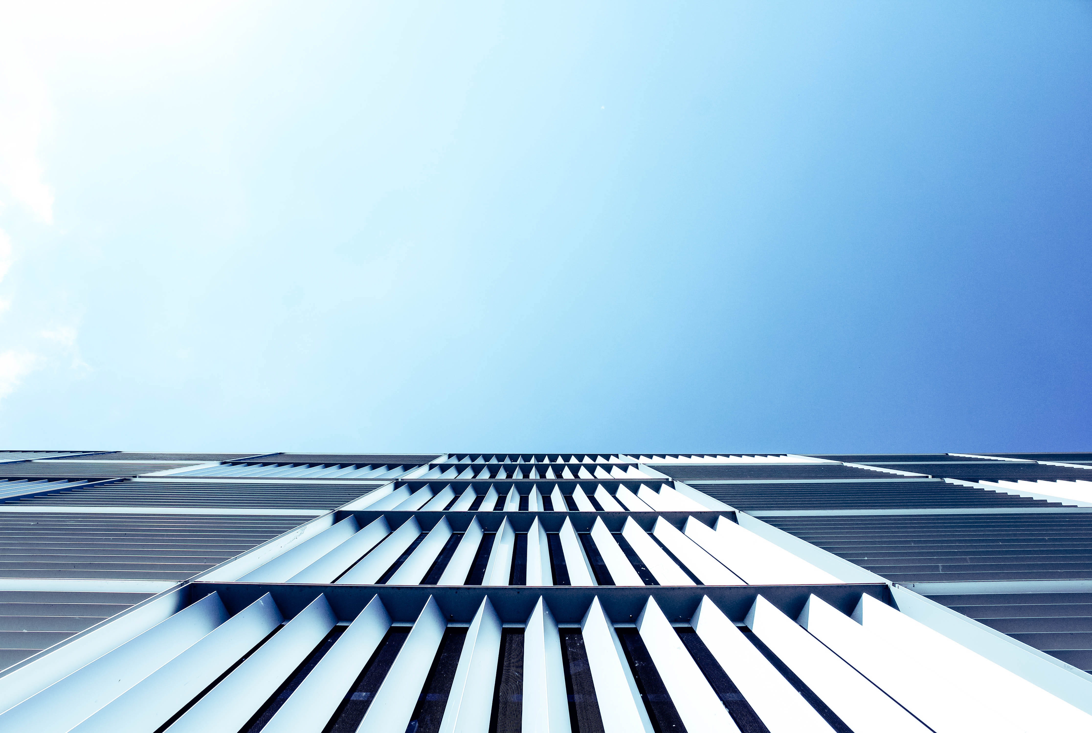 building, clouds, nature, sunlight, blue sky, architecture, directly below, shadow, copy space, tall - high, clean, looking up, urban, day, minimal, wood - material, HD Wallpaper