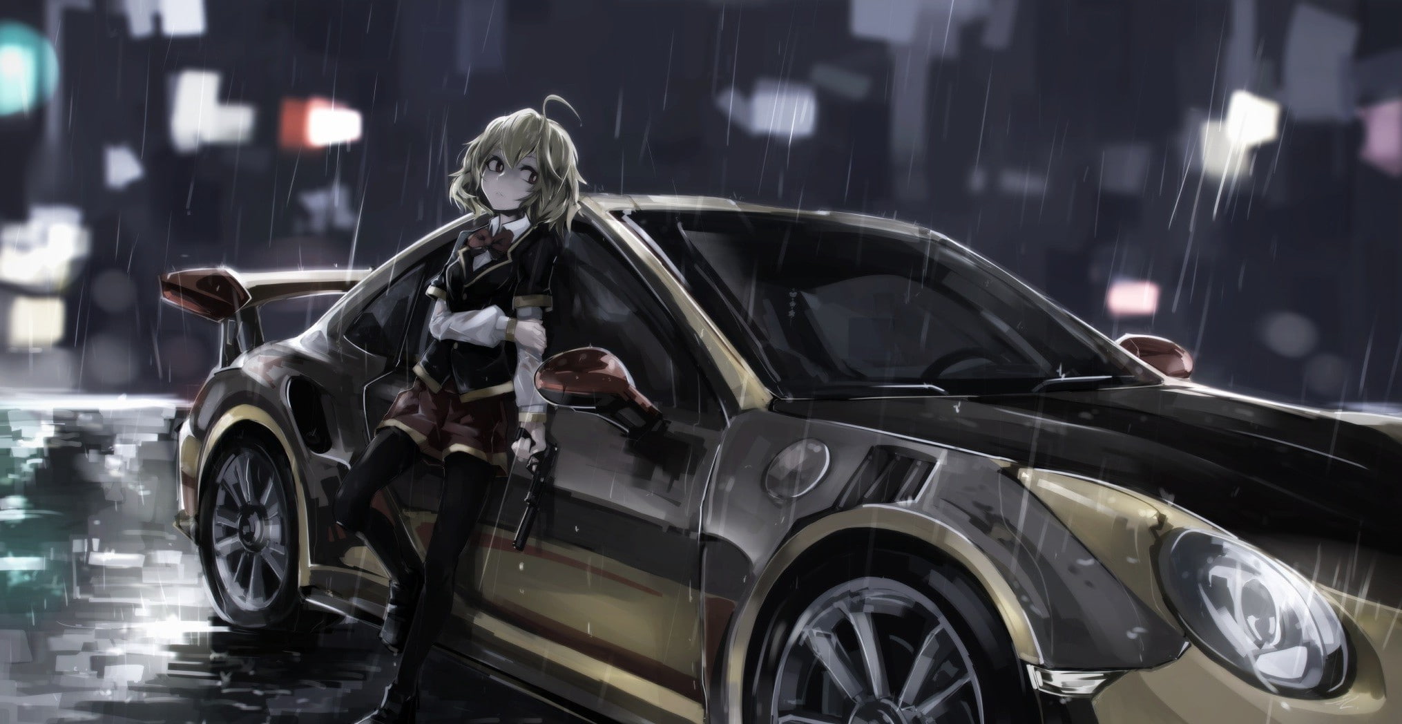 porsche, car, anime, Akuma No Riddle, 1080P, Anime Girls, Hashiri Nio, HD Wallpaper