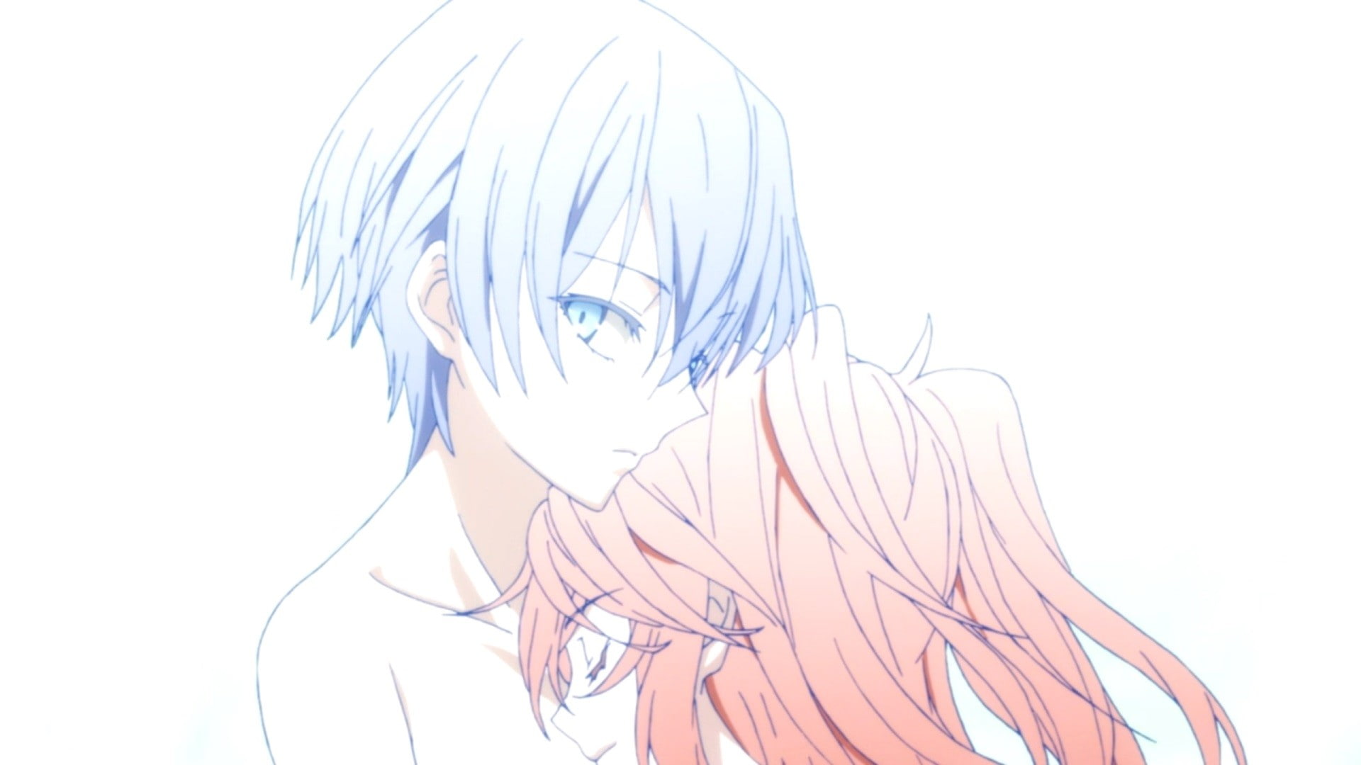 blue hair, Azuma Tokaku, Ichinose Haru, women, digital composite, people, white background, hairstyle, blue eyes, nature, indoors, Akuma no Riddle, adult, HD Wallpaper