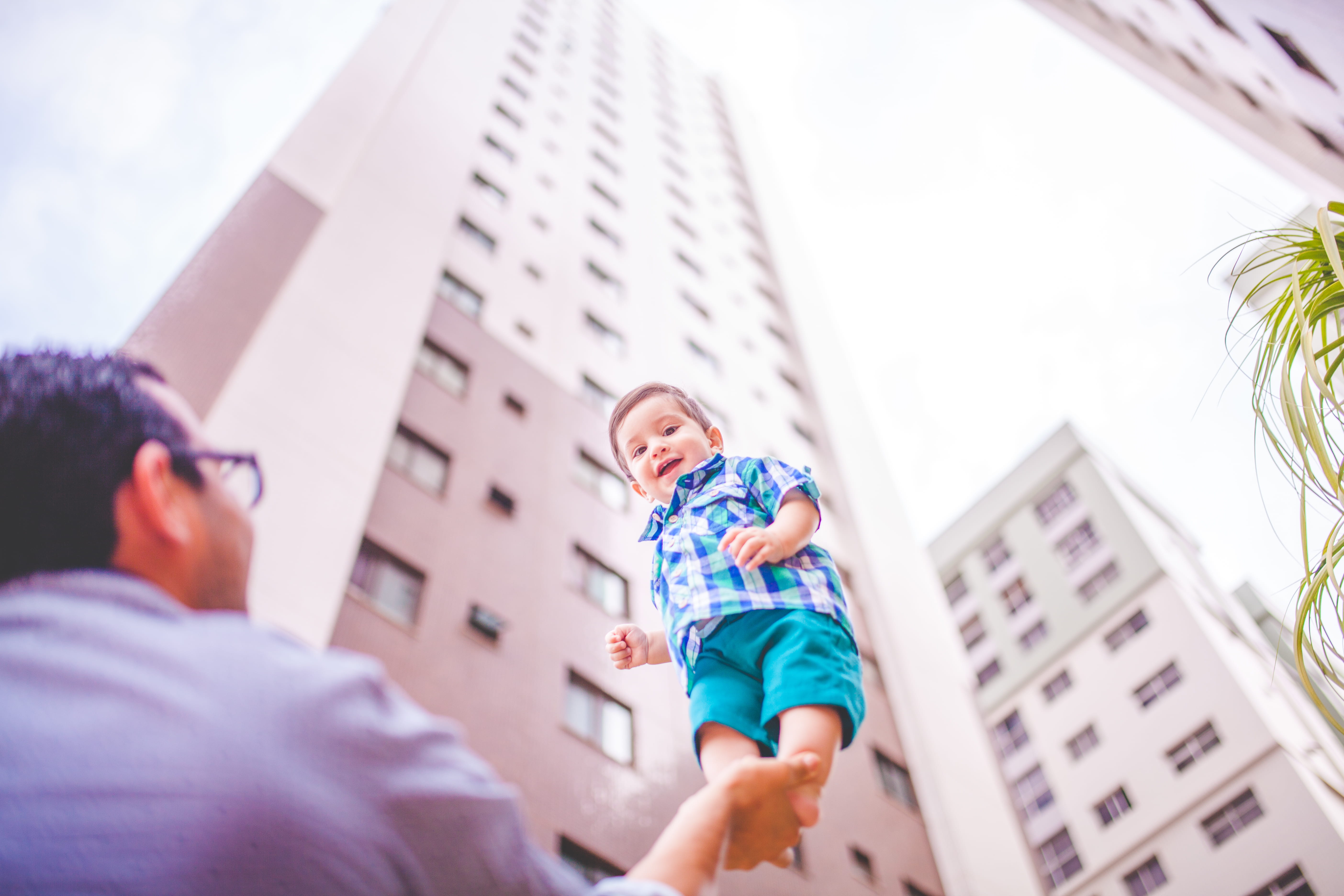 males, photography, cheerful, lifestyles, positive emotion, child, office building exterior, fun, father, holding, man, courage, day, architecture, person, HD Wallpaper