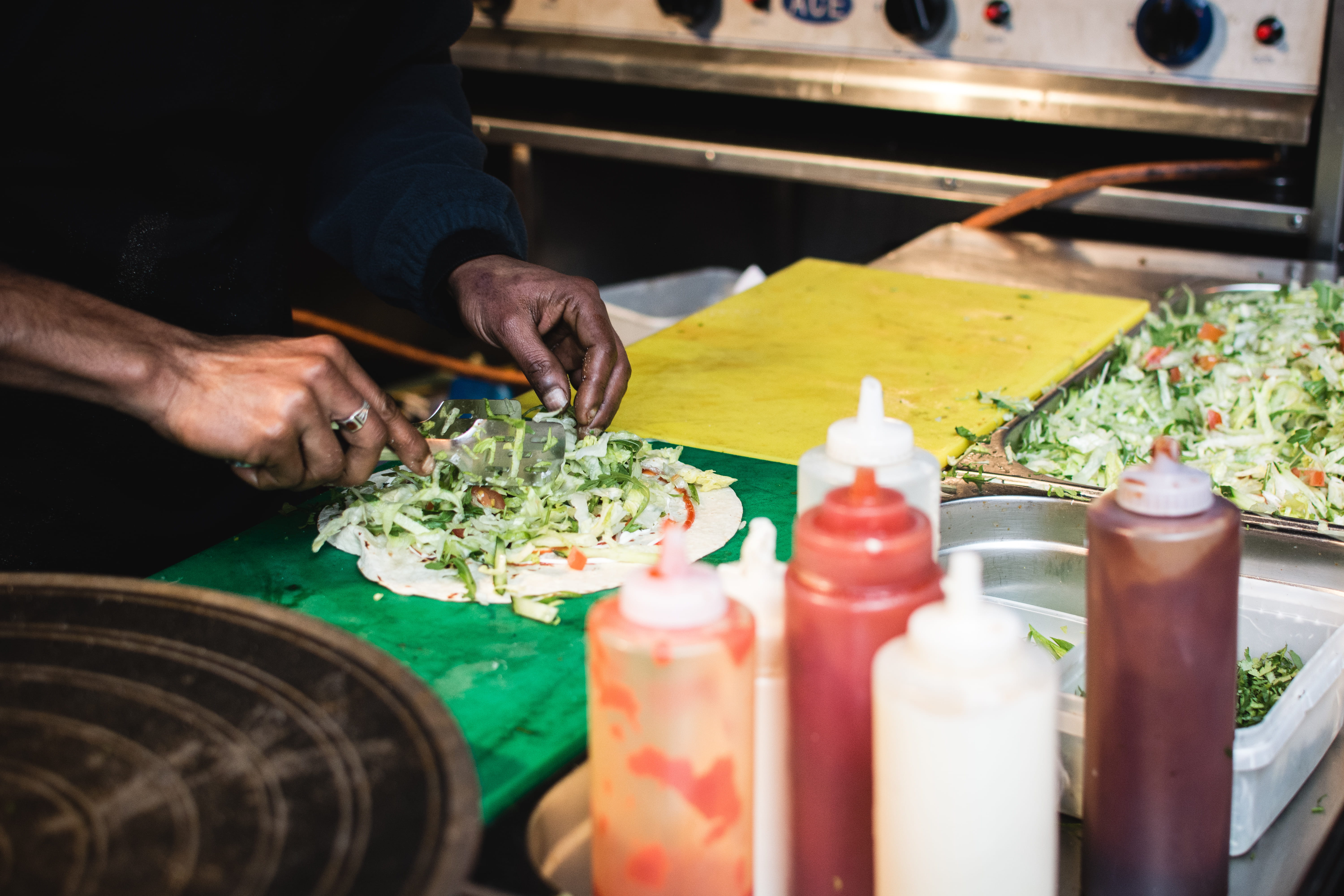 container, street, street food, preparation, wraps, indoors, working, men, adults only, one person, hands, process, food and drink, occupation, hand, human Hand, HD Wallpaper