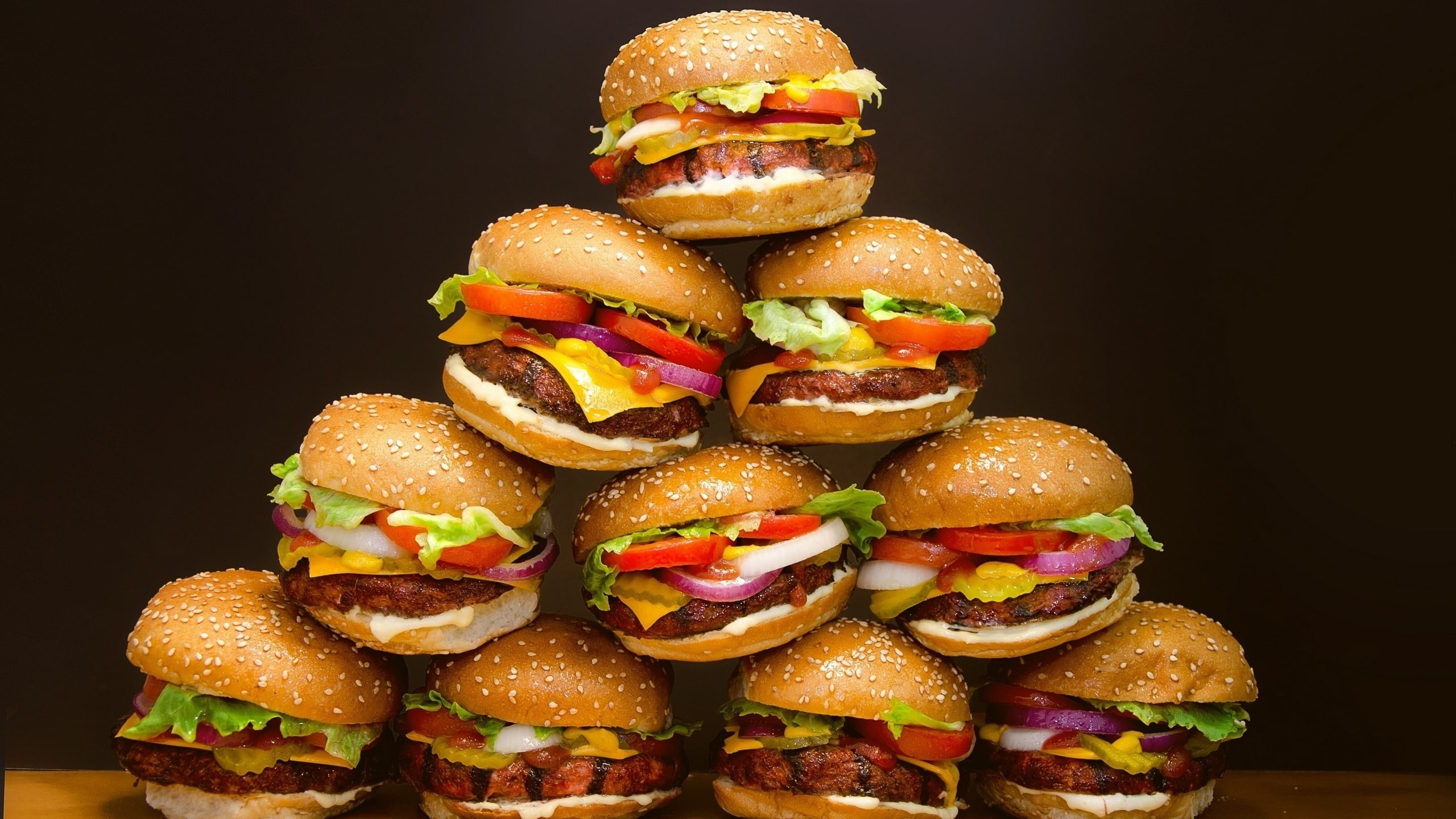 food, bread, meat, hamburgers, vegetables, 2K, HD Wallpaper