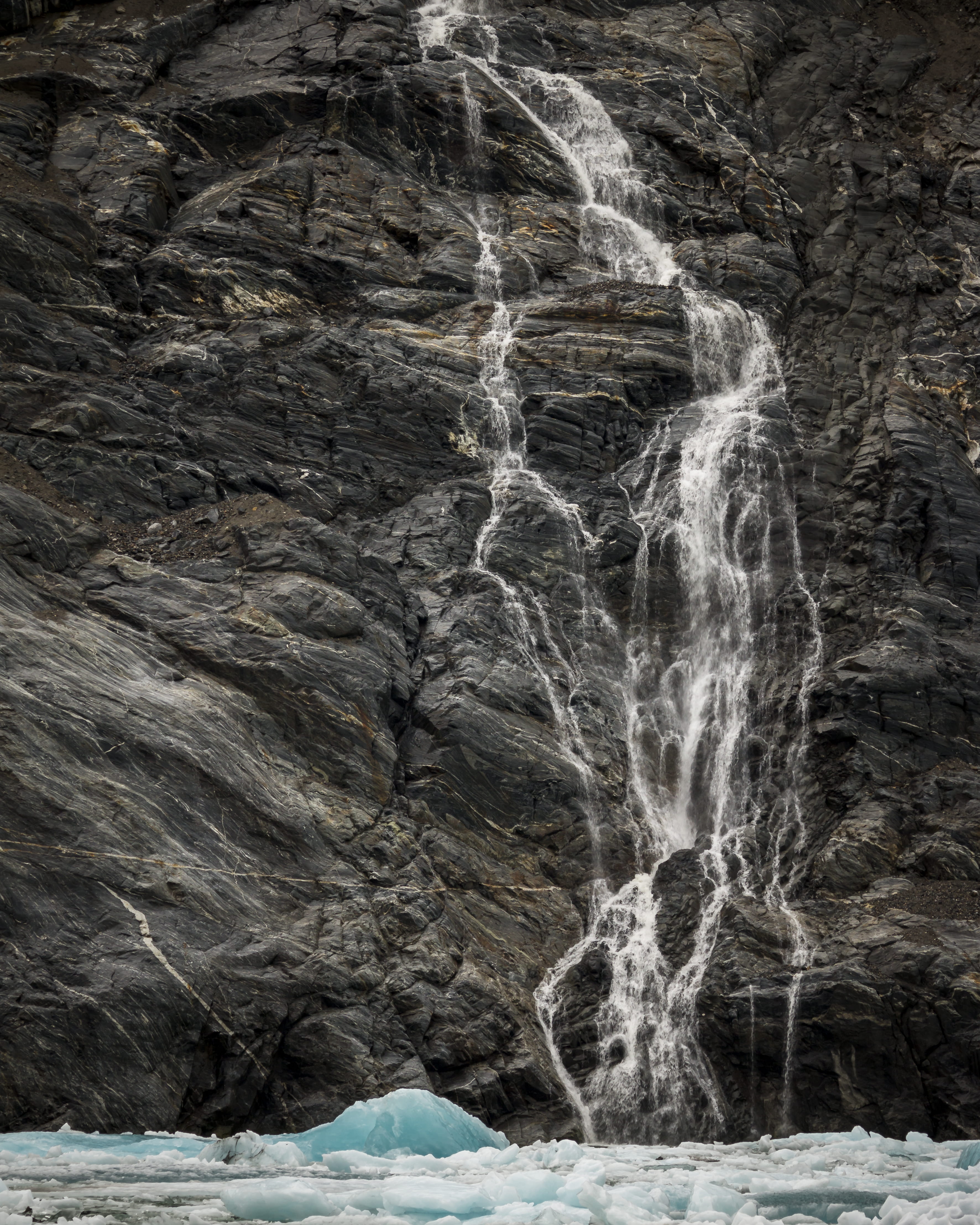 ice, rock formation, beauty in nature, long exposure, sea, outdoors, rock, waterfalls, 4K, nature, land, waterfall, rock - object, river, stream, steam, Phone HD Wallpaper
