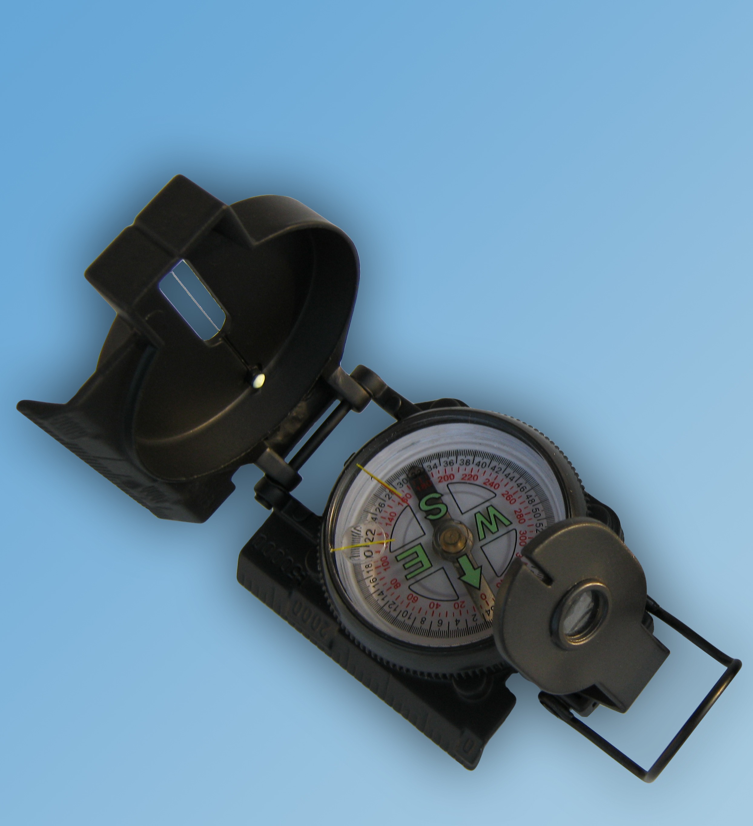 black color, navigational compass, ad, close-up, copy space, magnetic, technology, 2K, direction, blue background, indoors, photographic equipment, map, Phone HD Wallpaper