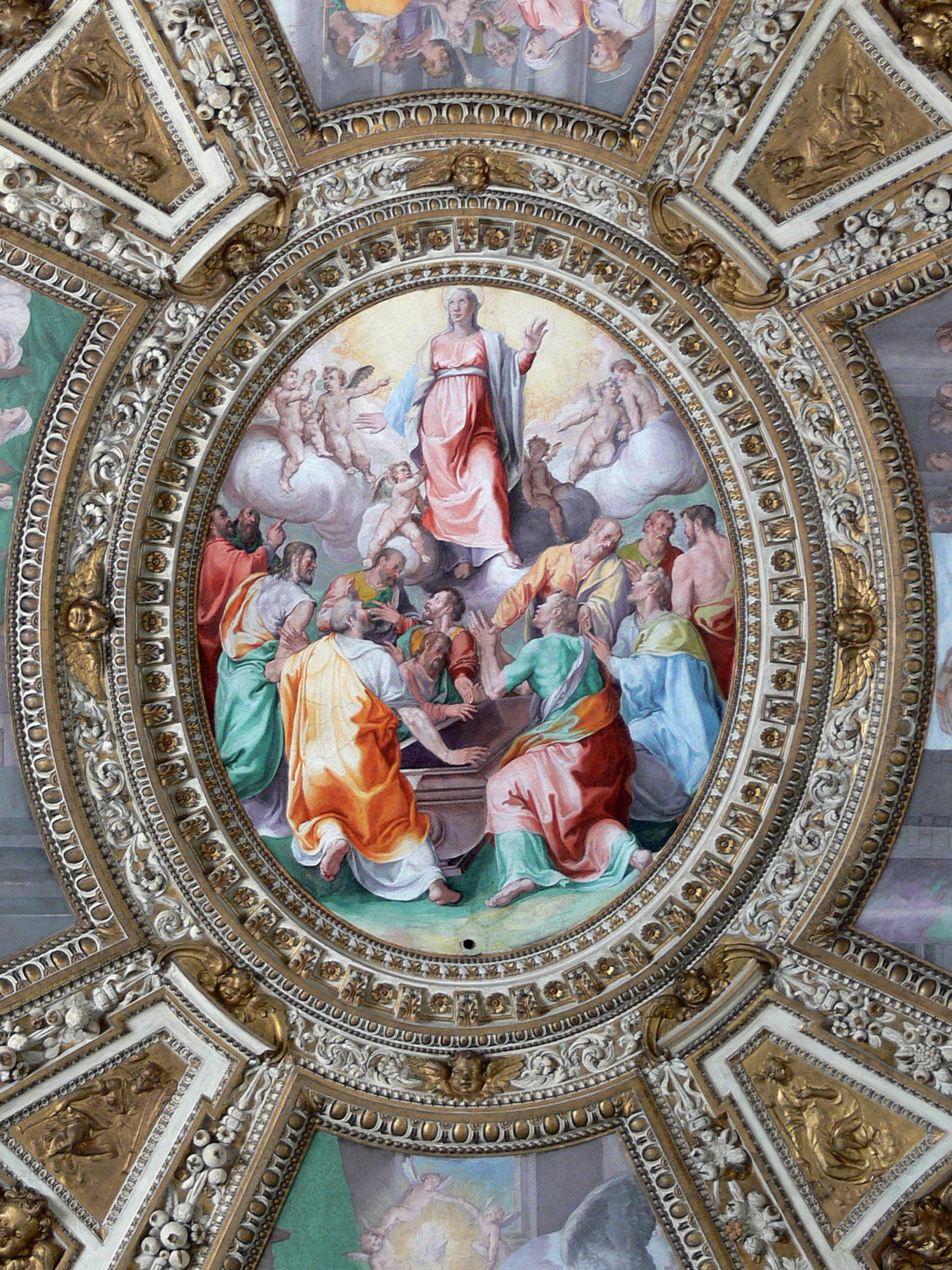 male likeness, 2K, indoors, italy, fresco, ornate, religion, sainte-marie-du-trastevere, architecture, place of worship, no people, spirituality, built structure, Phone HD Wallpaper